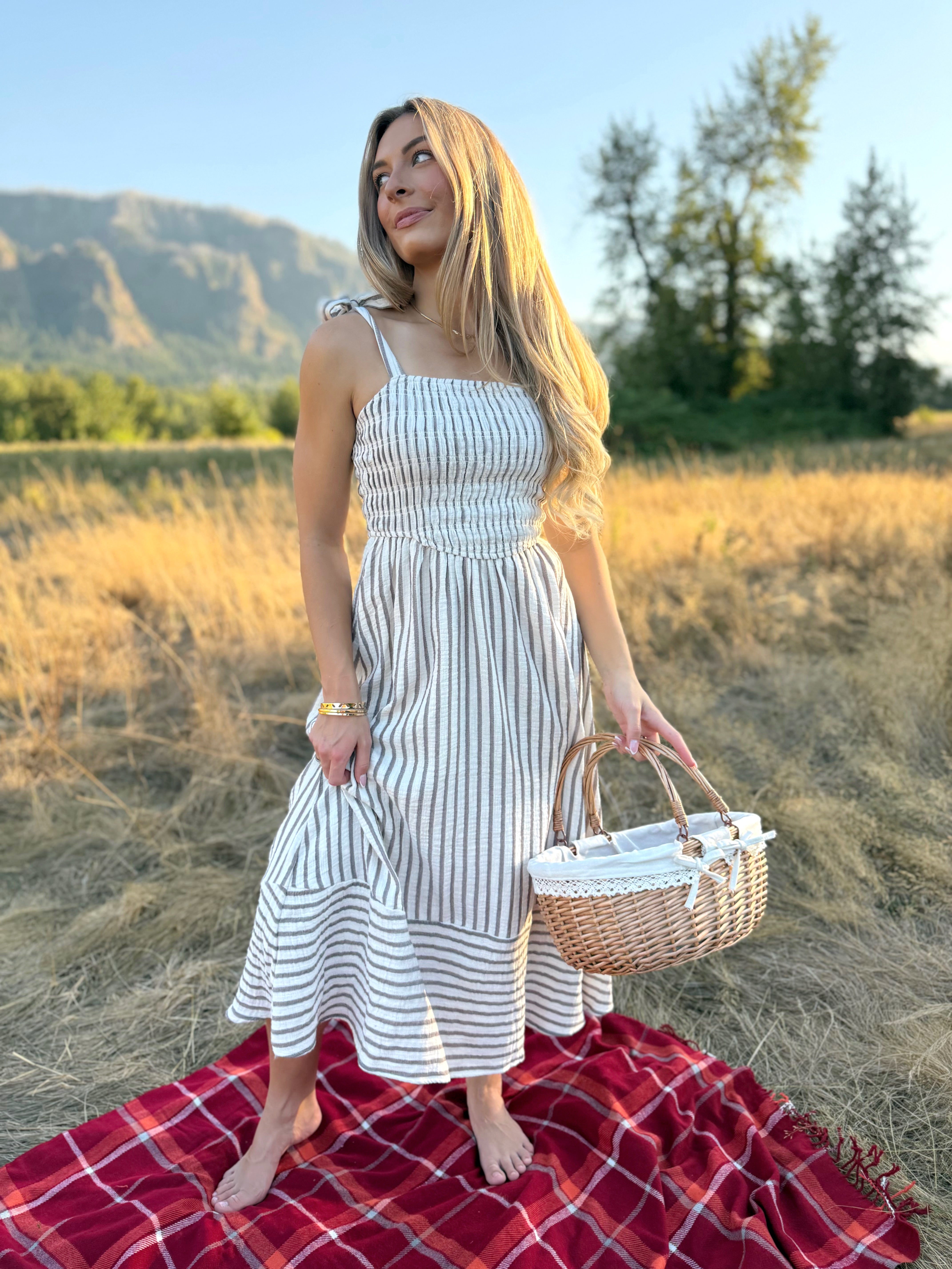 Small Town Sweetheart Dress -  BROWN