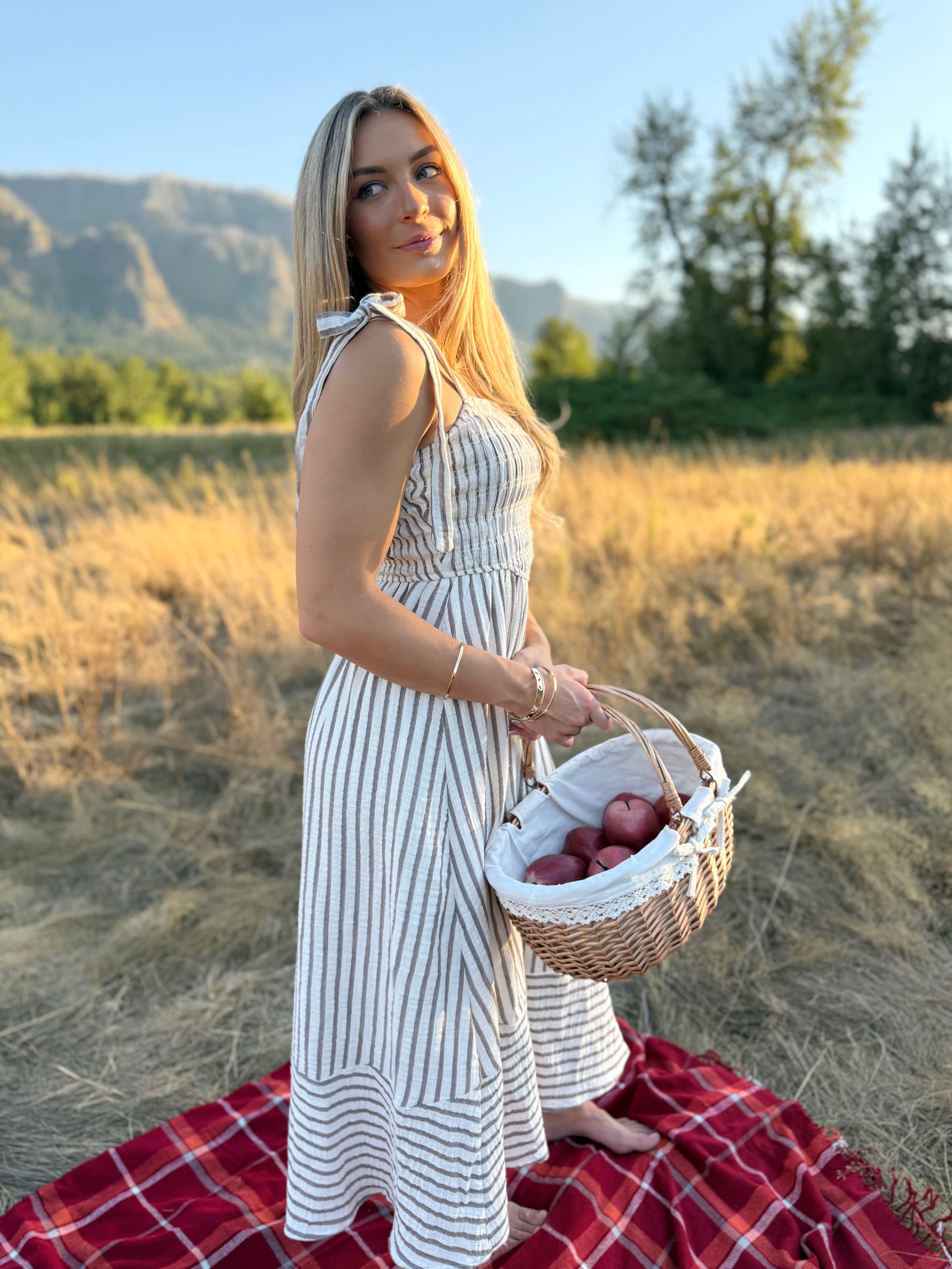 Small Town Sweetheart Dress -  BROWN