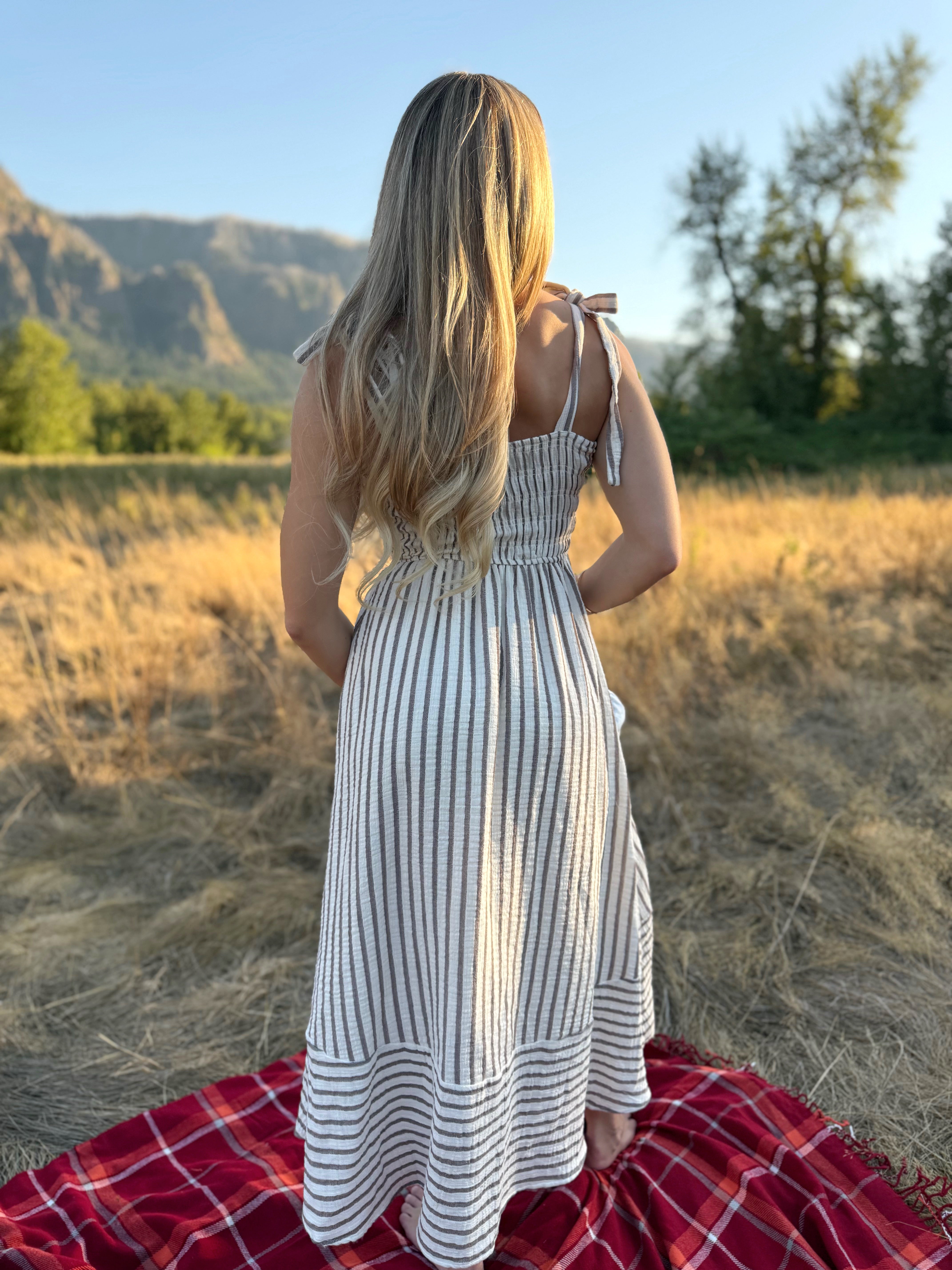 Small Town Sweetheart Dress -  BROWN