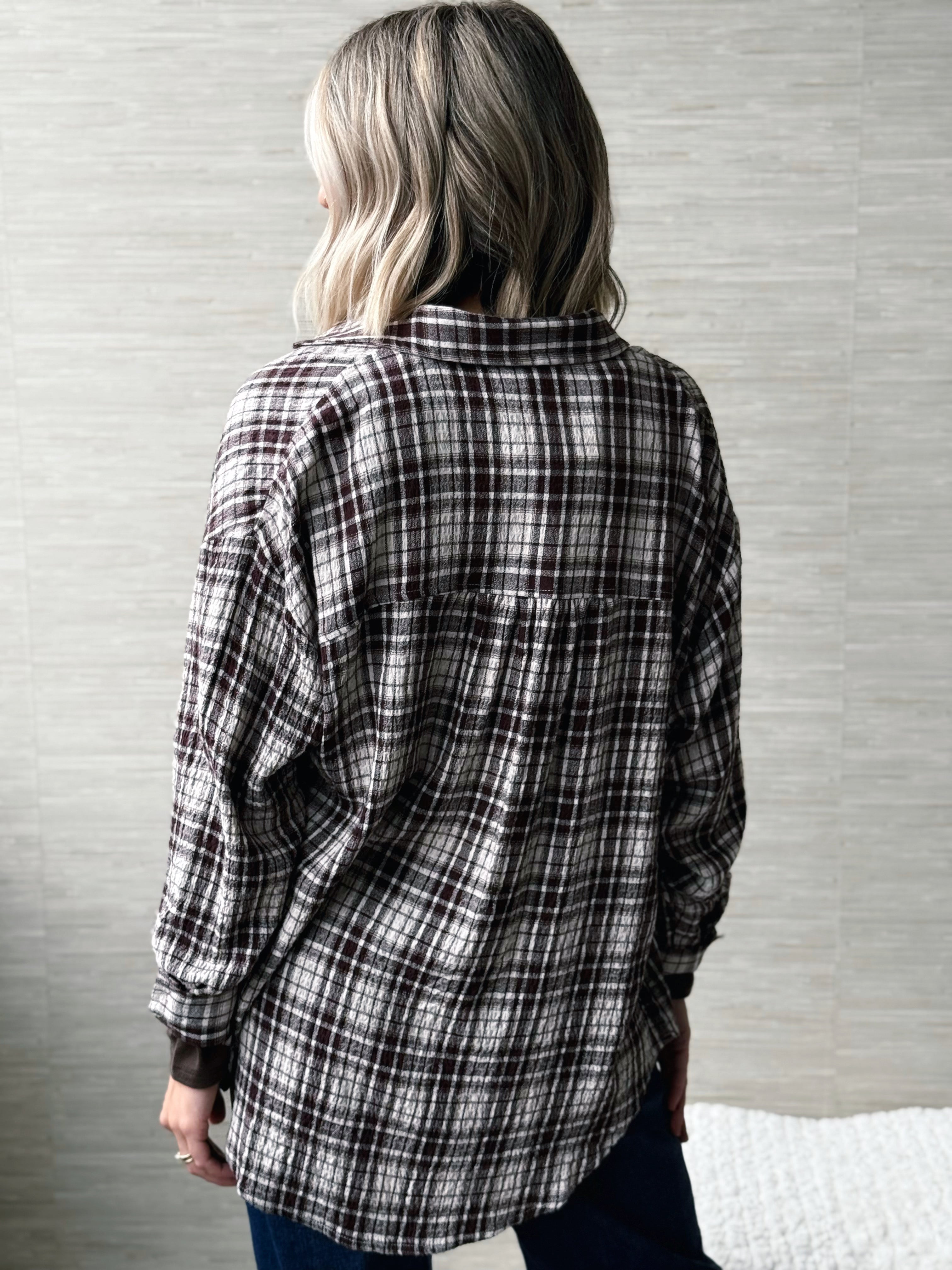 Gia Plaid Top - BROWN/ BEIGE