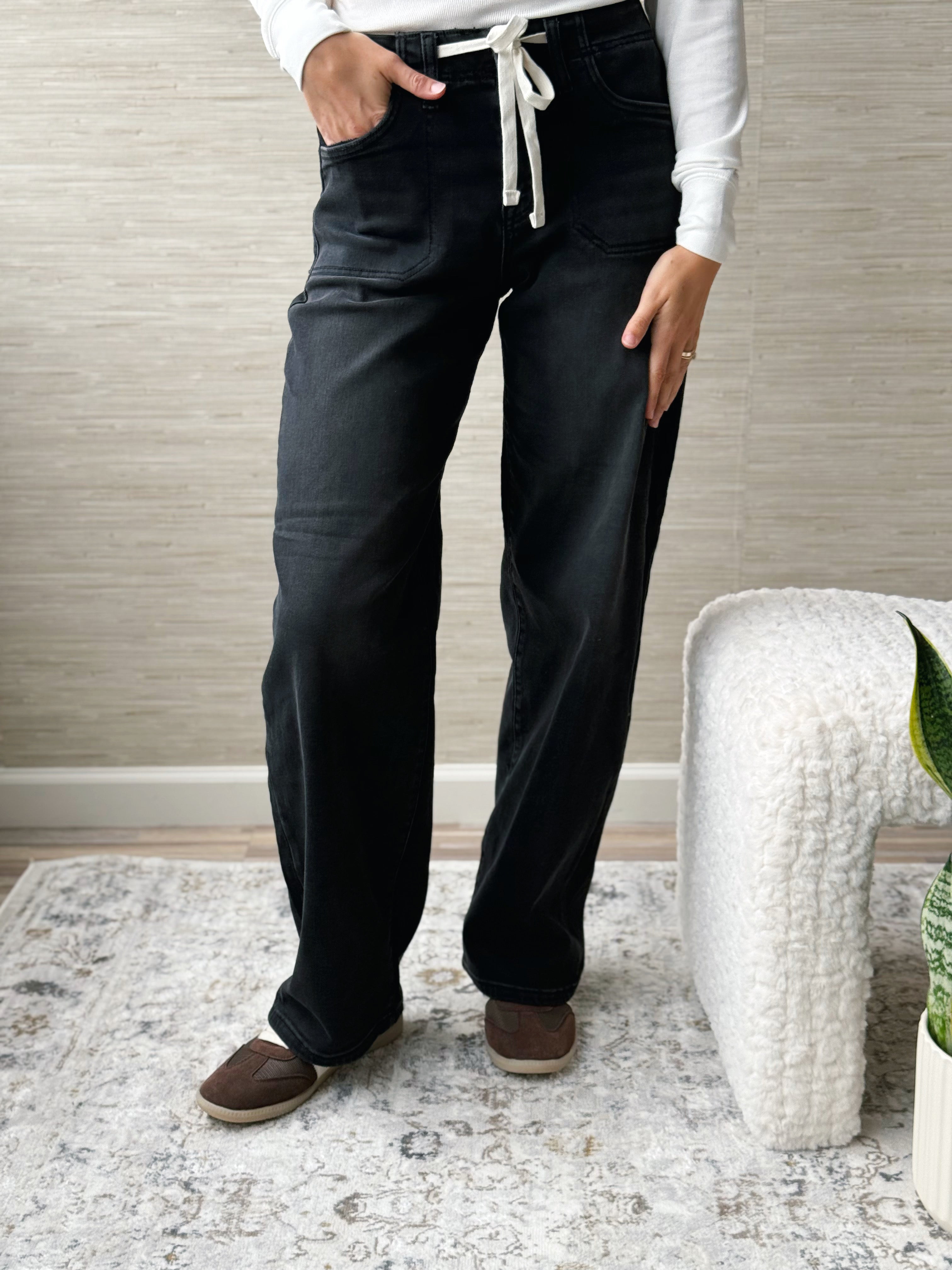 [RISEN] Erin Wide-Leg Jeans - WASHED BLACK