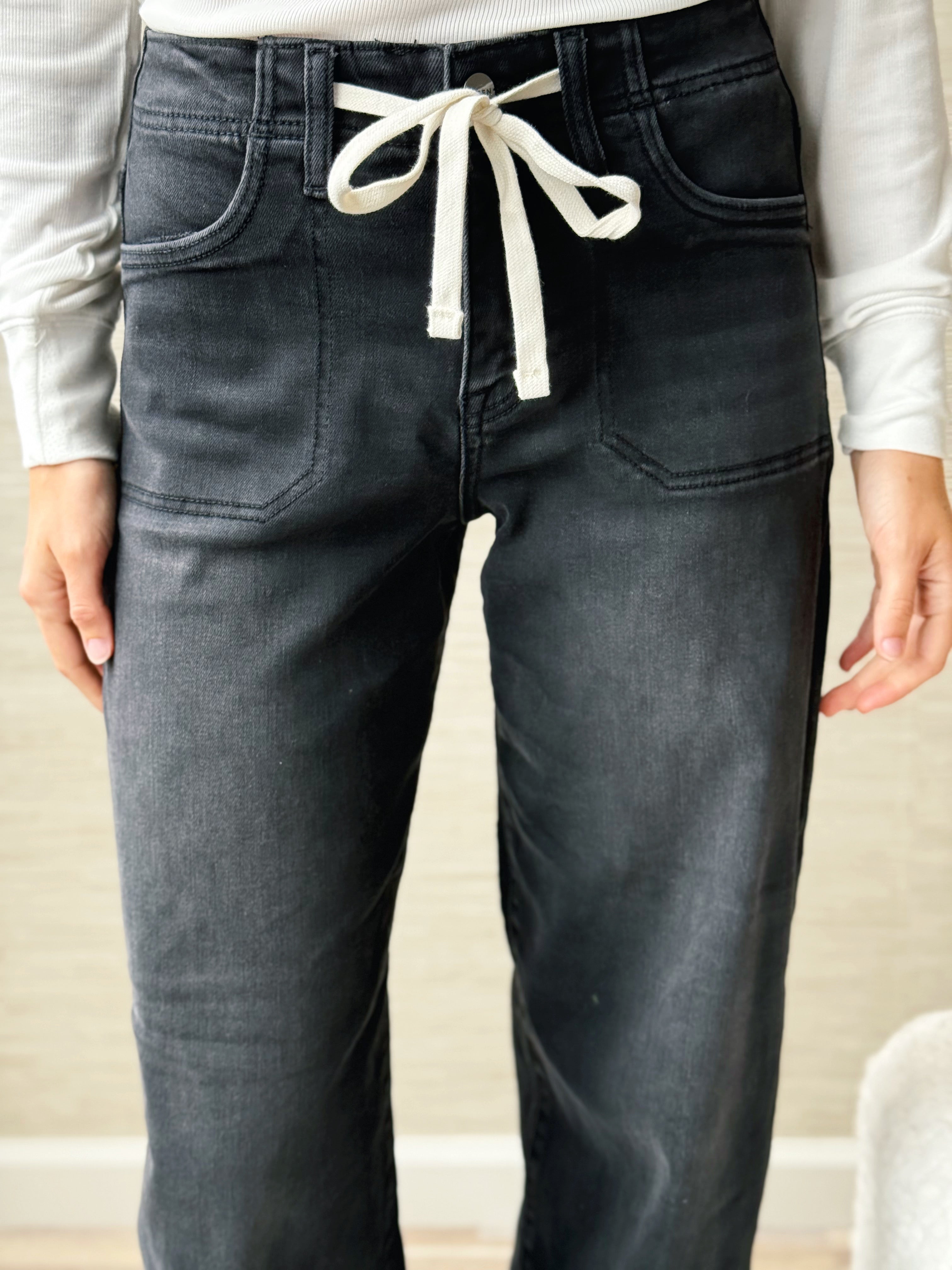 [RISEN] Erin Wide-Leg Jeans - WASHED BLACK