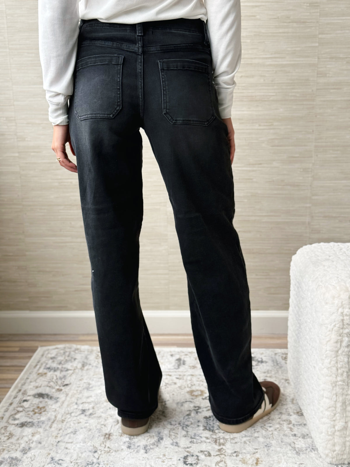 [RISEN] Erin Wide-Leg Jeans - WASHED BLACK