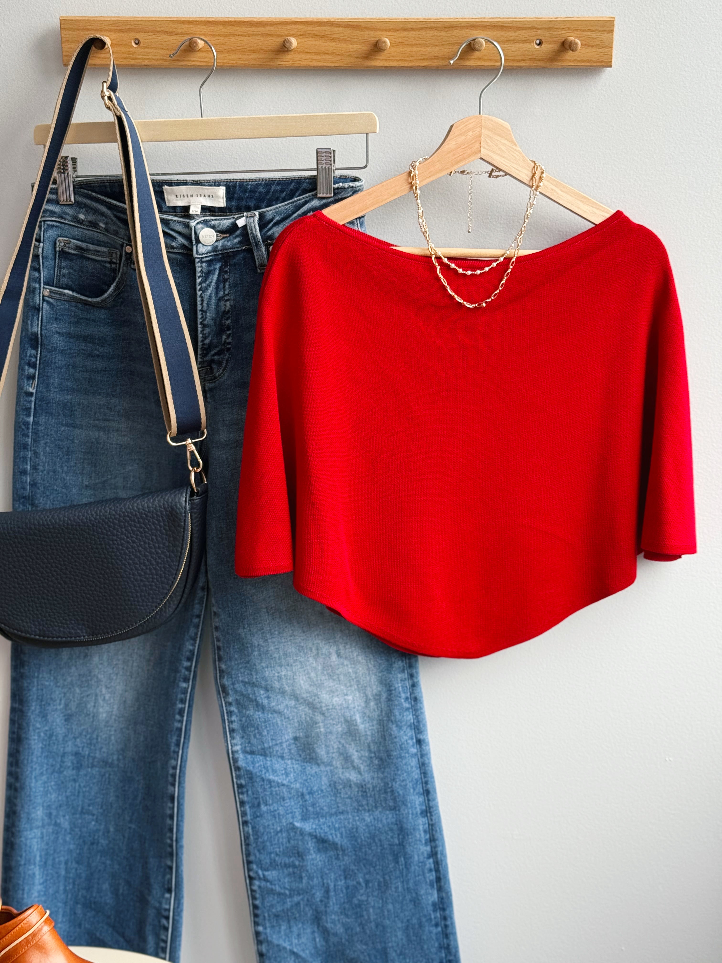Aspen Poncho - DARK RED