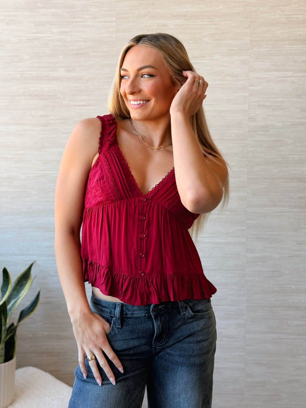 Mirabelle Tank - BURGUNDY