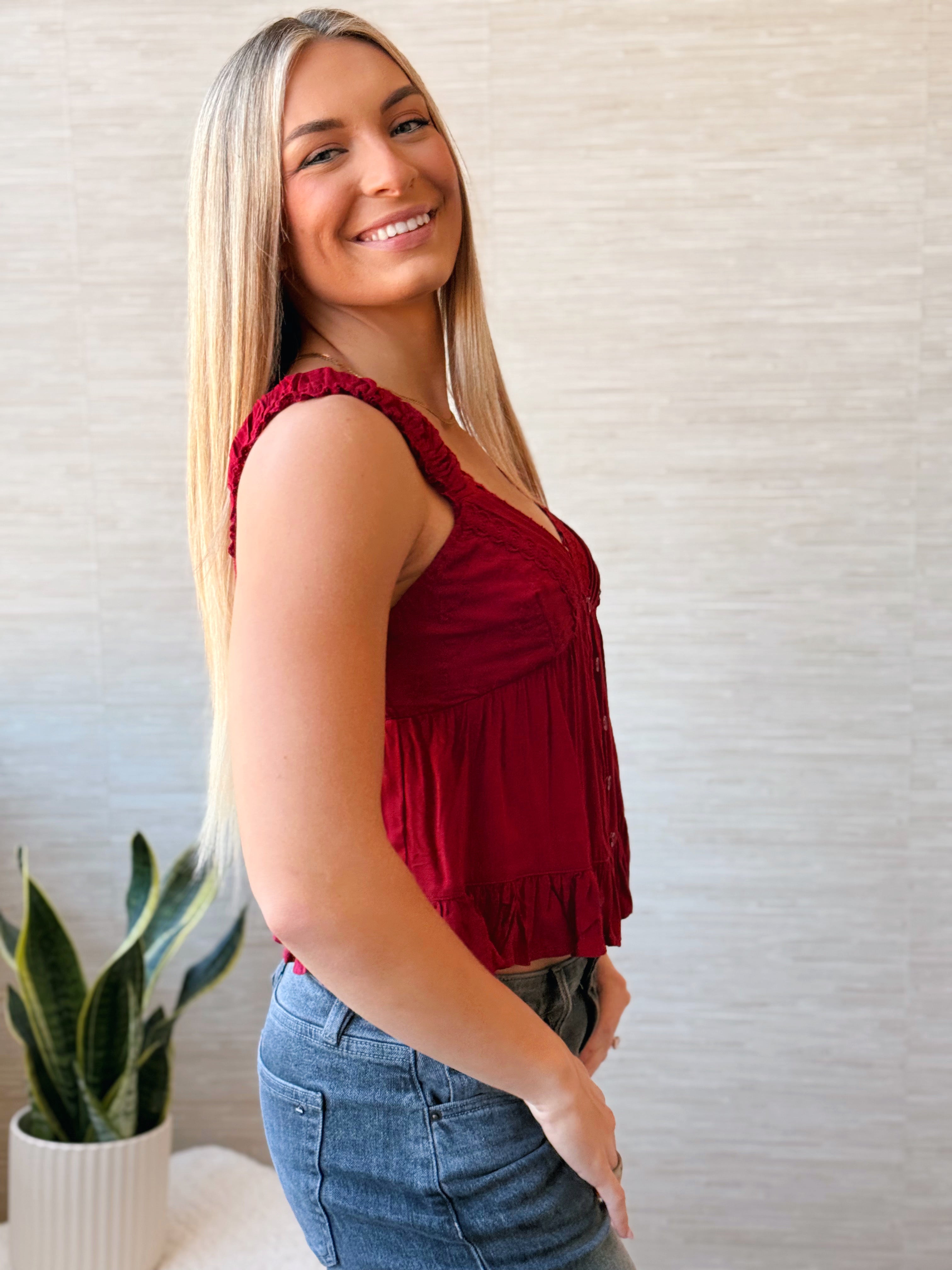 Mirabelle Tank - BURGUNDY