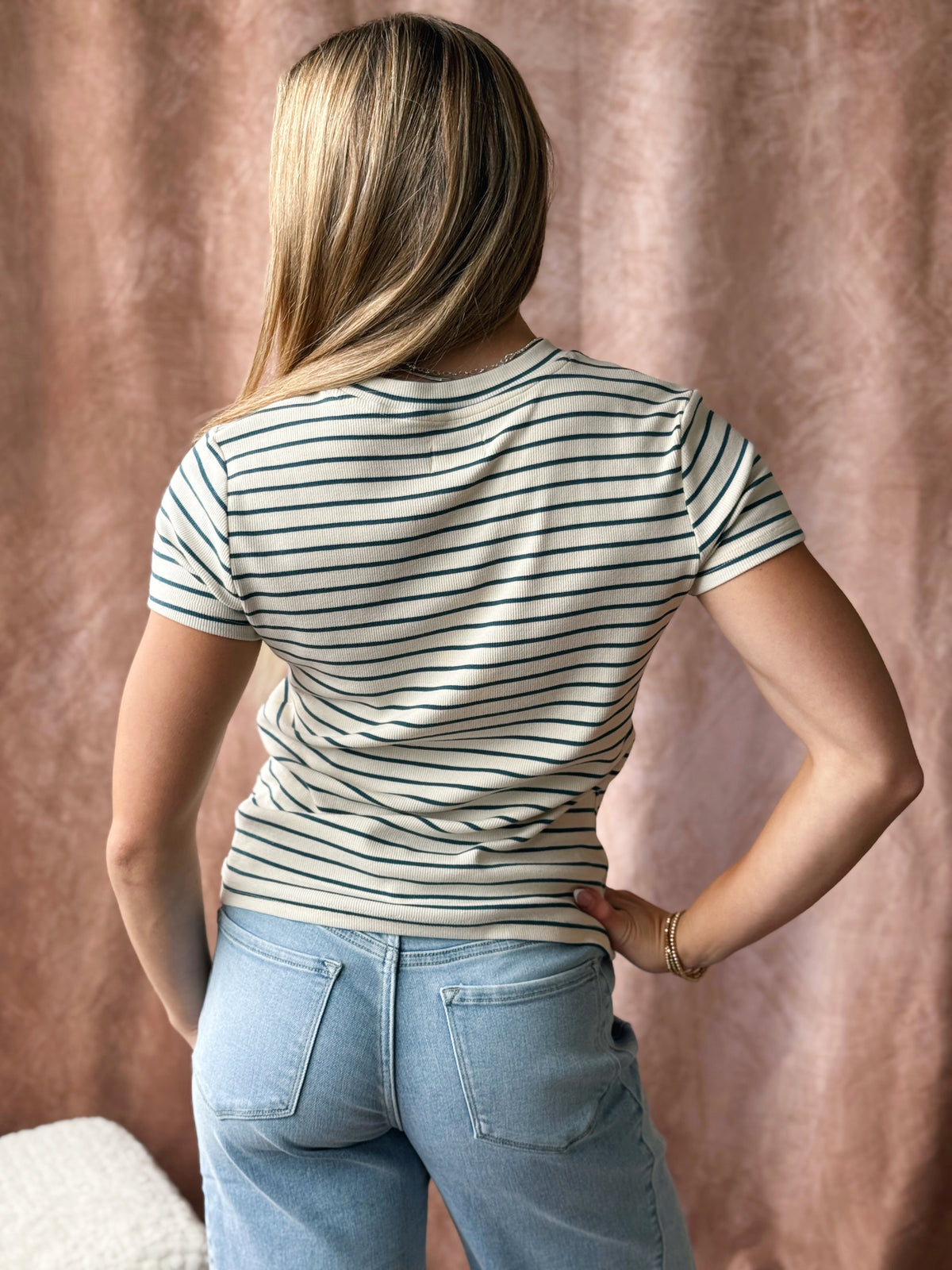 Posey Stripe Tee - CREAM BLUE STRIPE