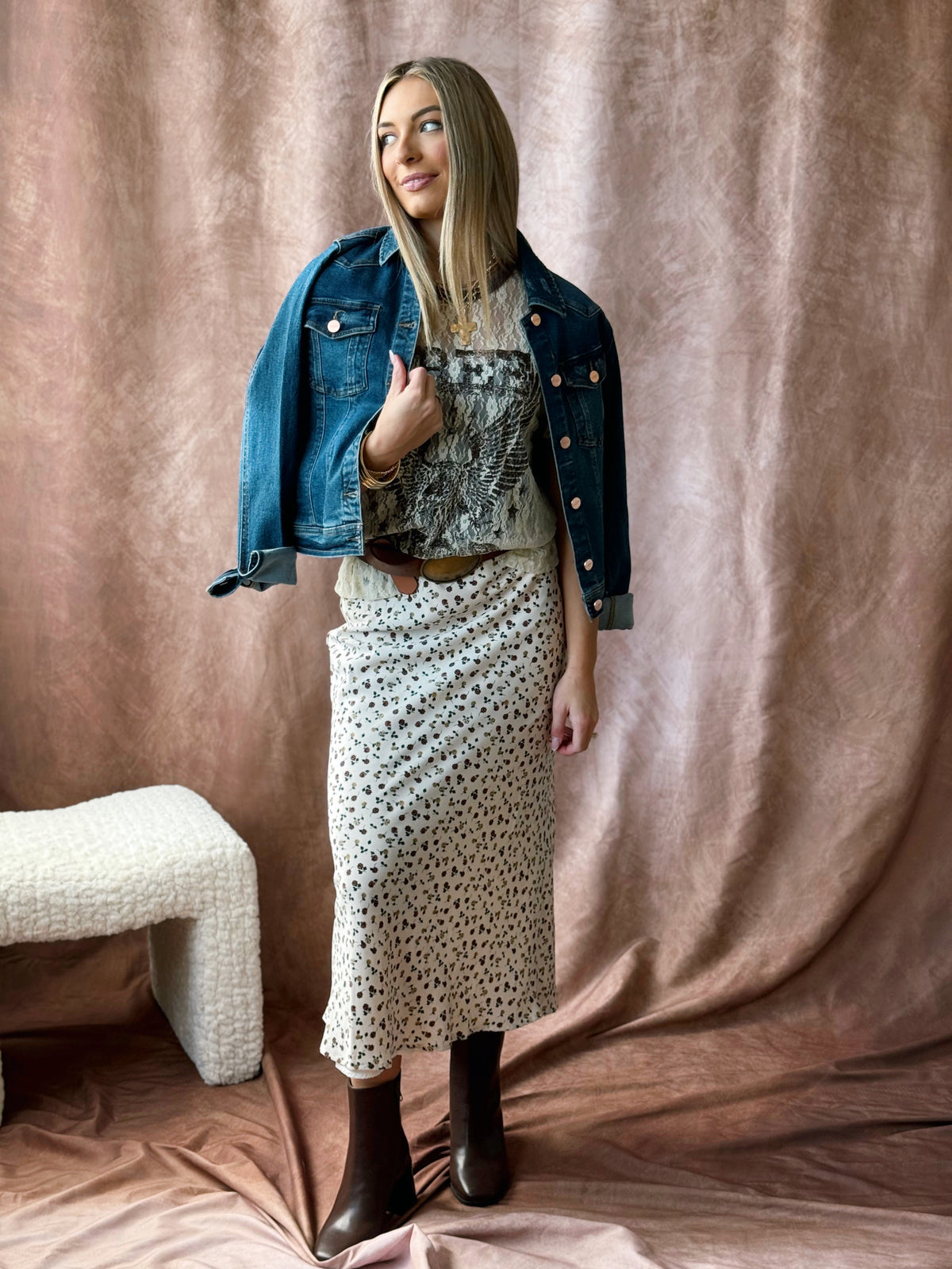 Free Bird Lace Tee - BONE