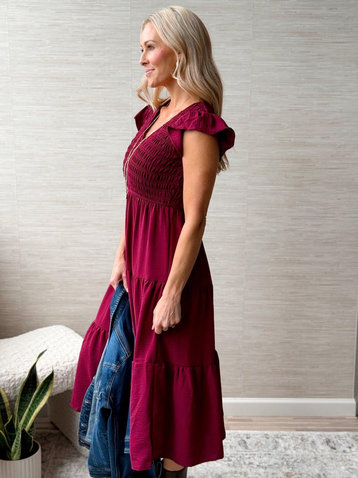 September Stories Dress - BURGUNDY