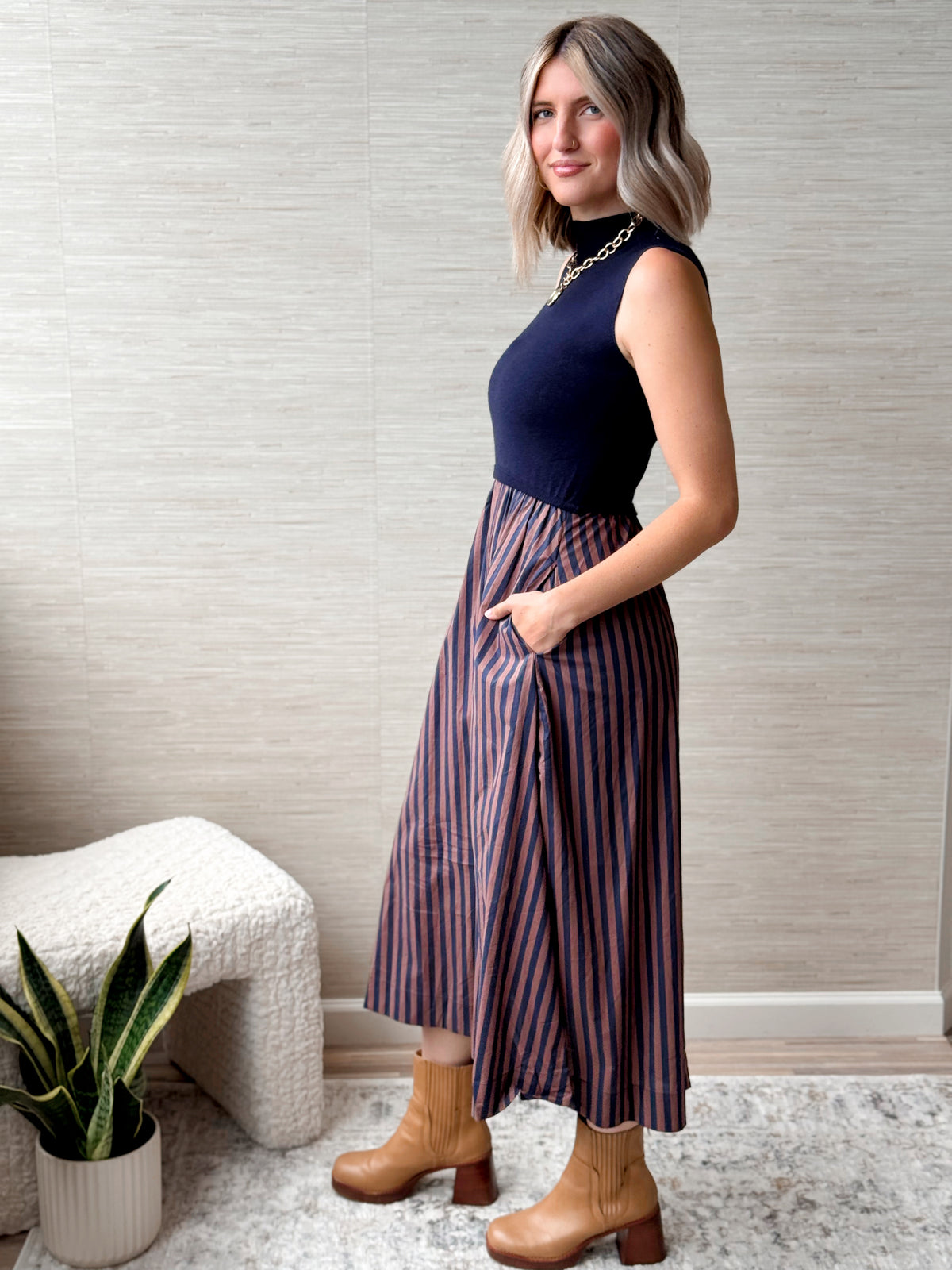 Skipping Rocks Dress - NAVY
