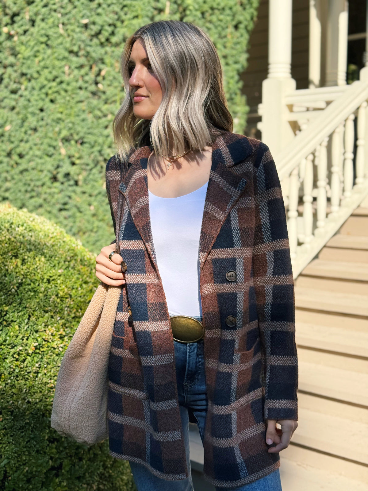 Jacquard Collar Jacket - COPPY/NAVY