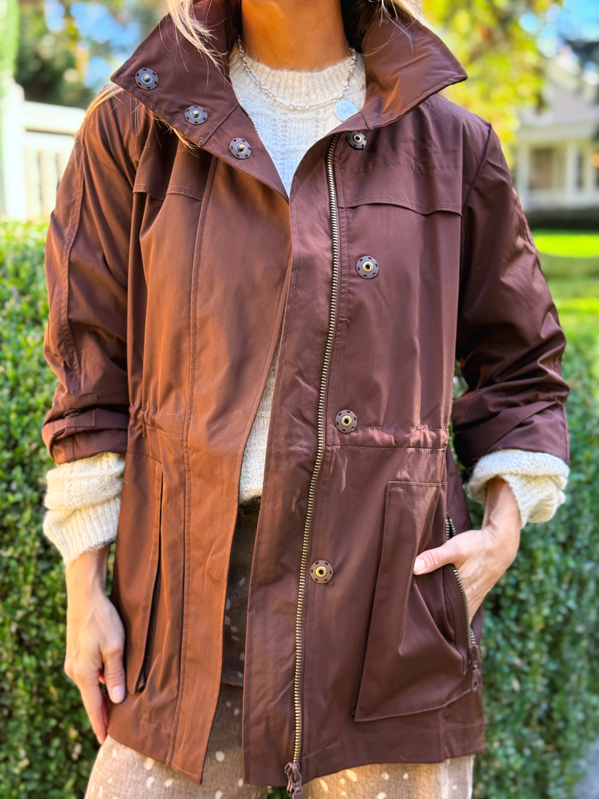 Anorak Crinkle Jacket - CHOCOLATE