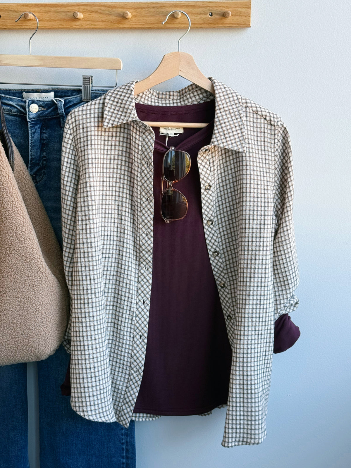 Lexi Shirt - IVORY TAN PLAID