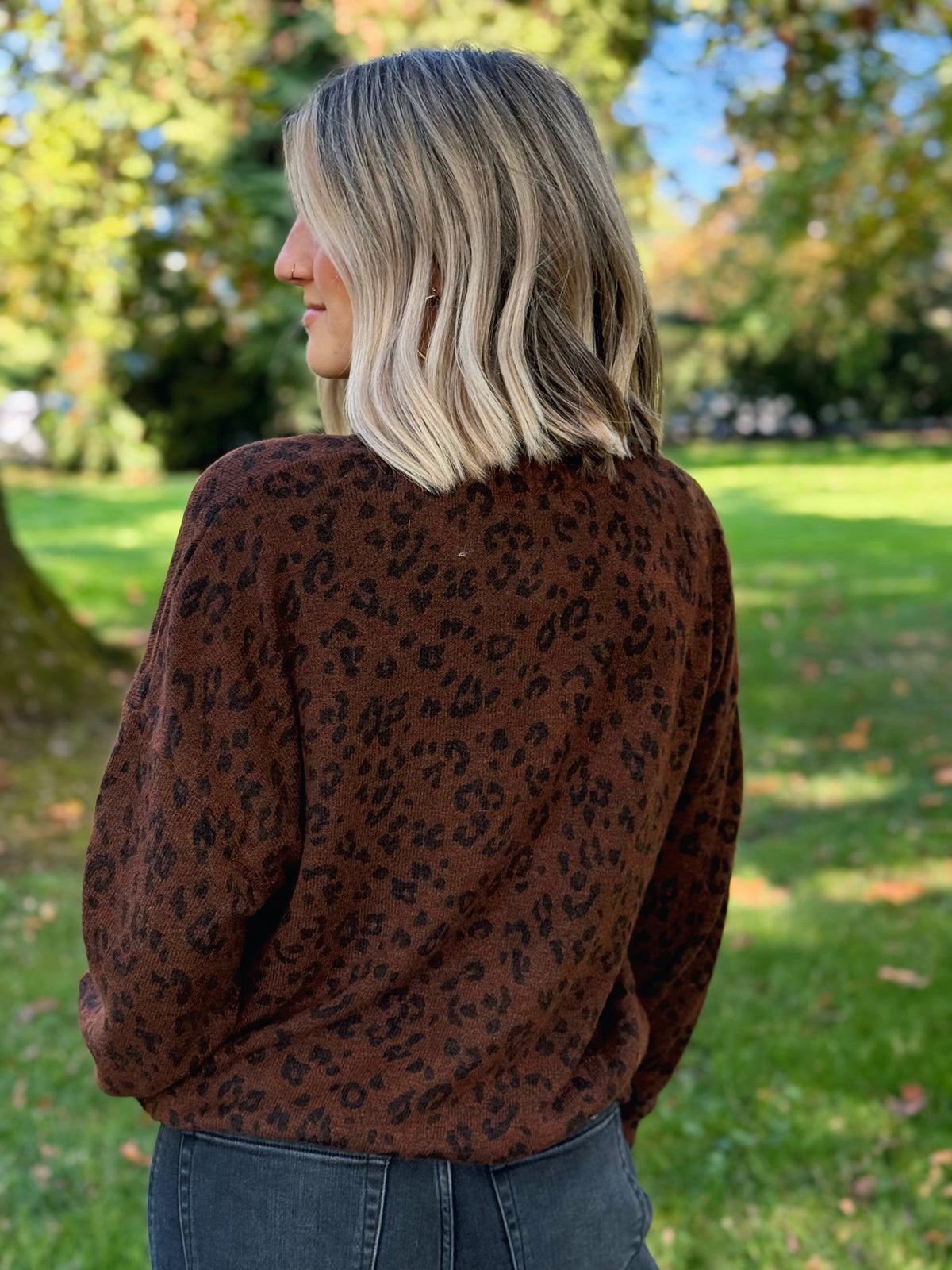 Wild Print Cardigan - BROWN