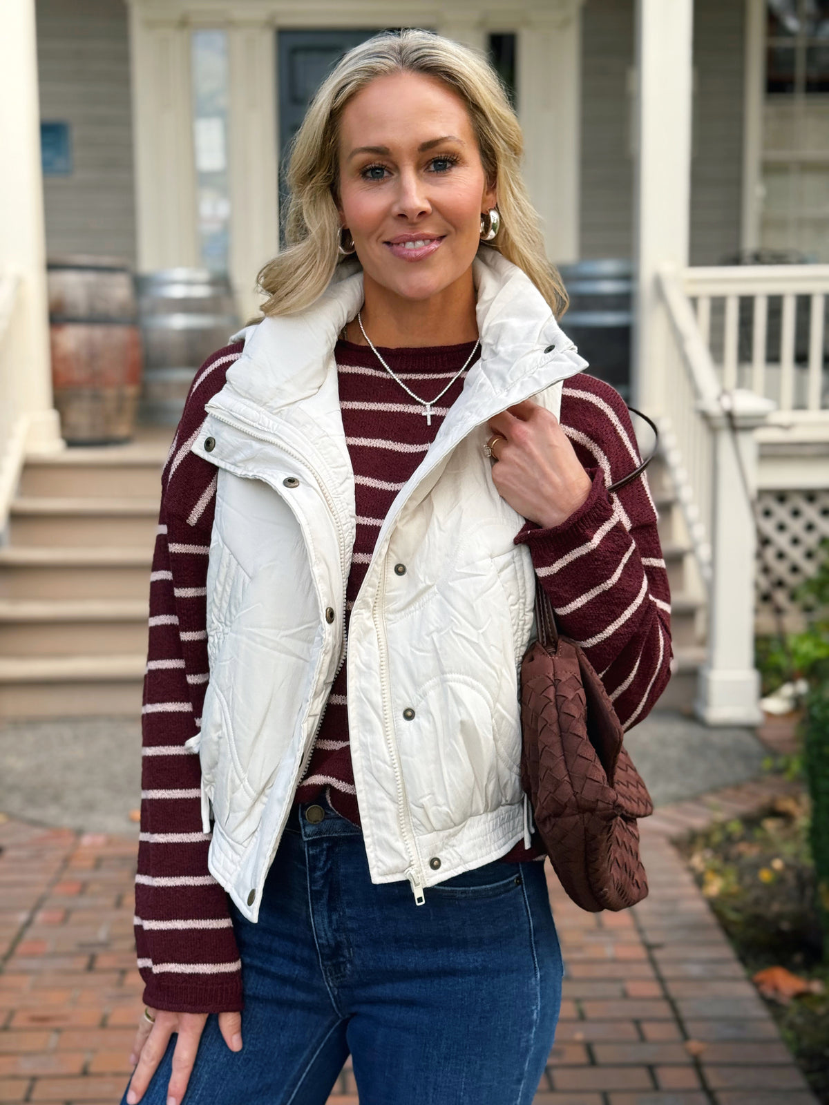 Year 29 Stripe Sweater - BURGUNDY