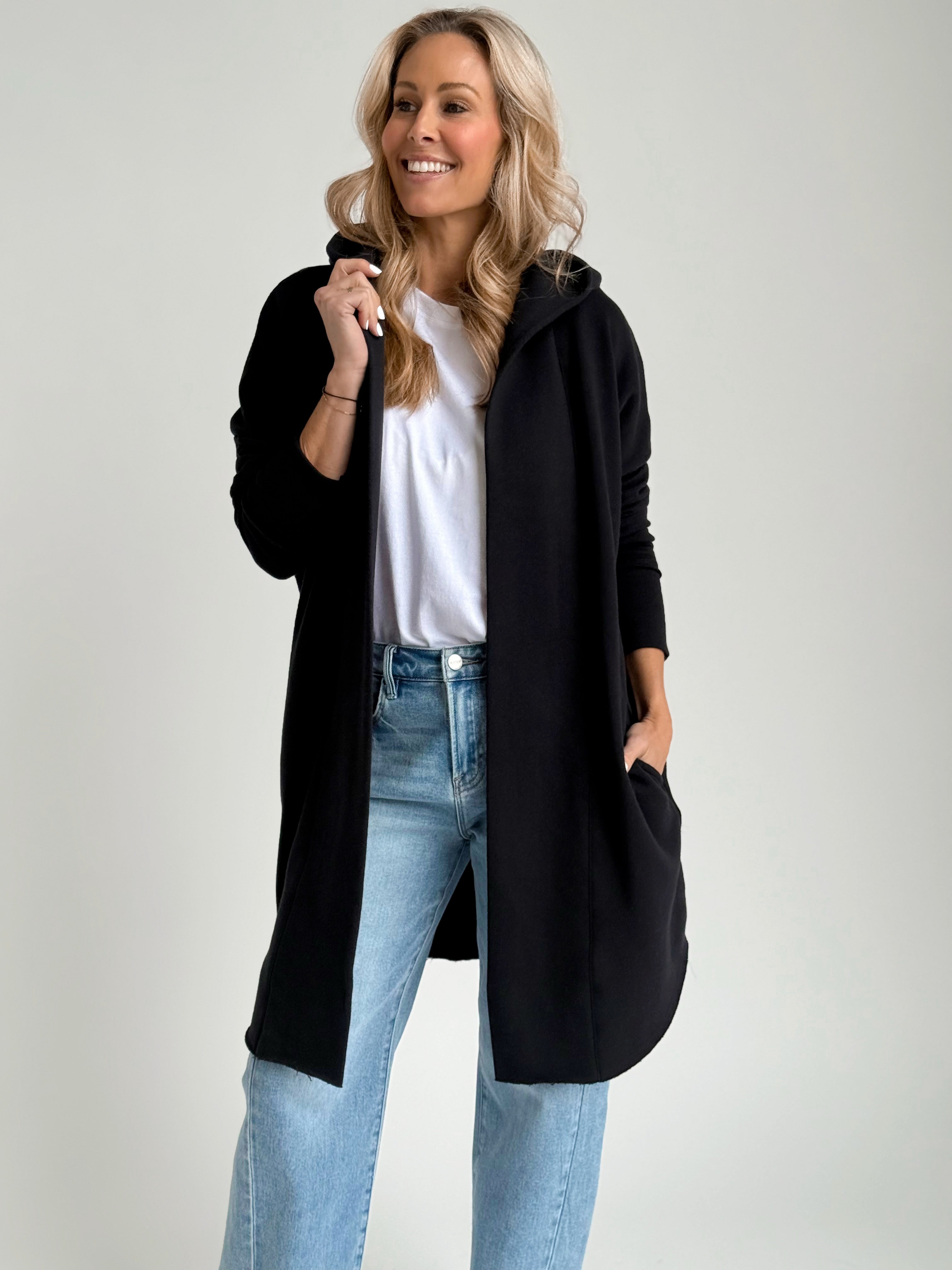 Moats Hooded Cardigan - BLACK