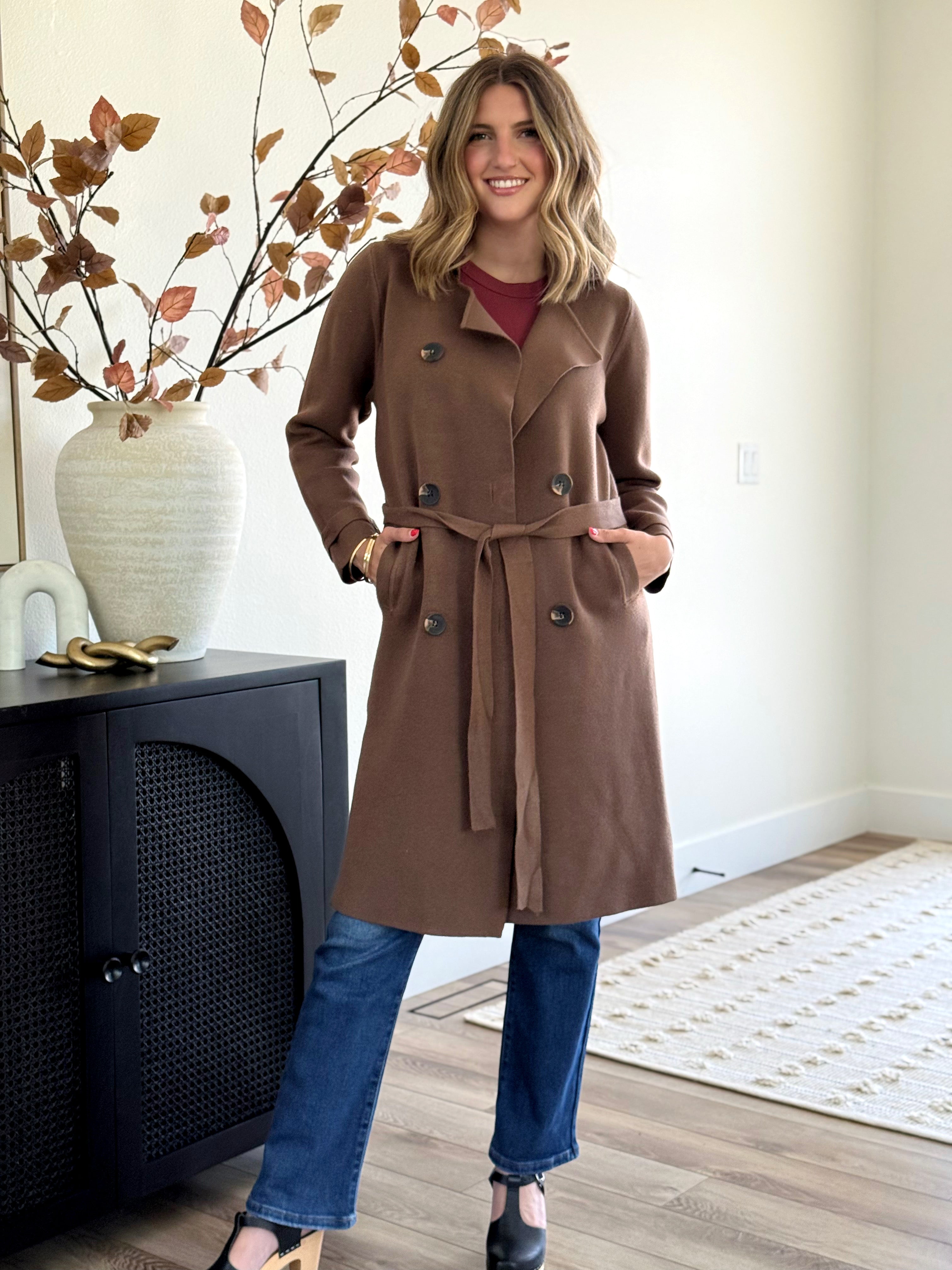 Anastasia Sweater Coat - CHOCOLATE BROWN