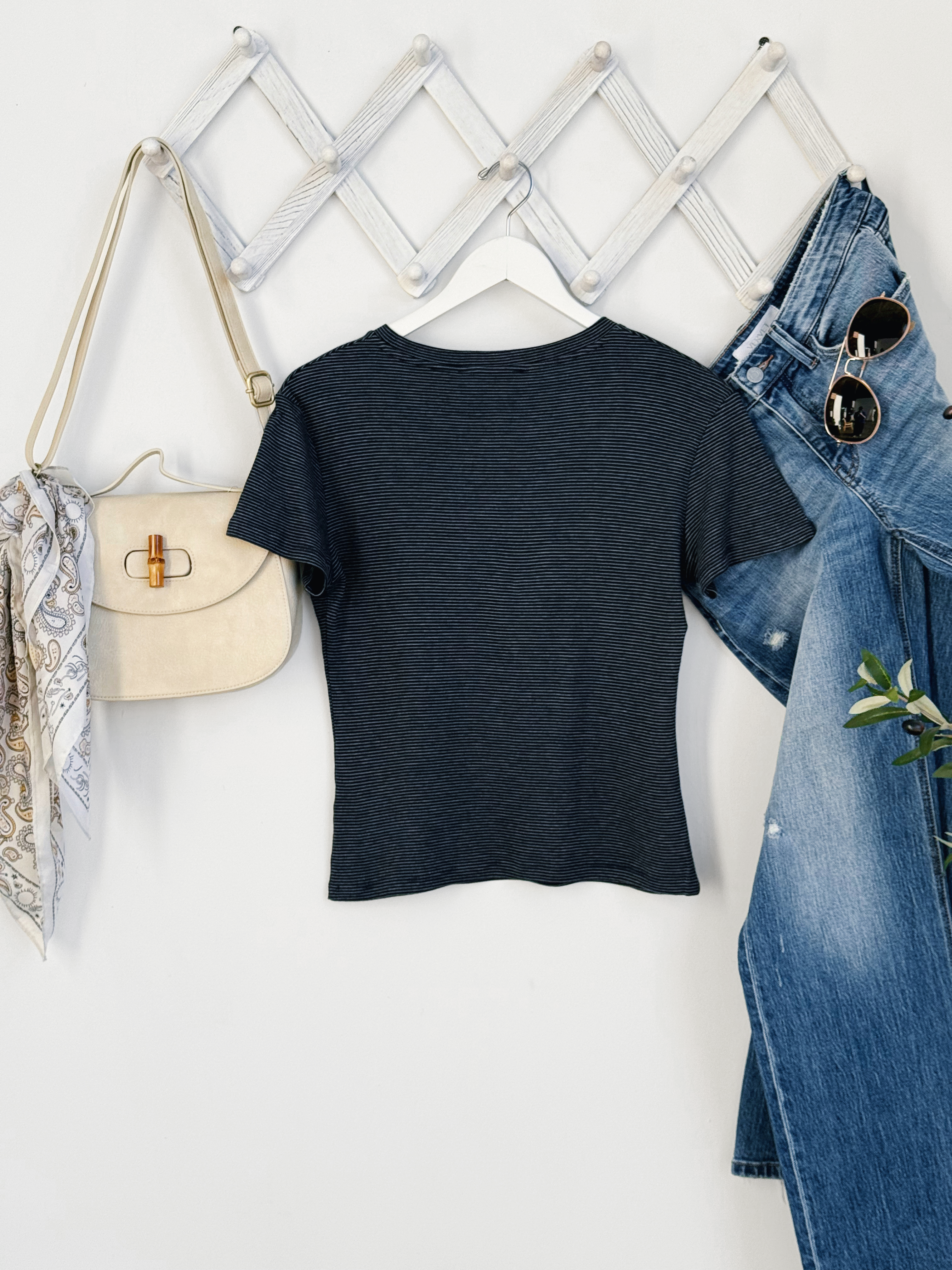 Josie Stripe Tee - DARK NAVY/GREY