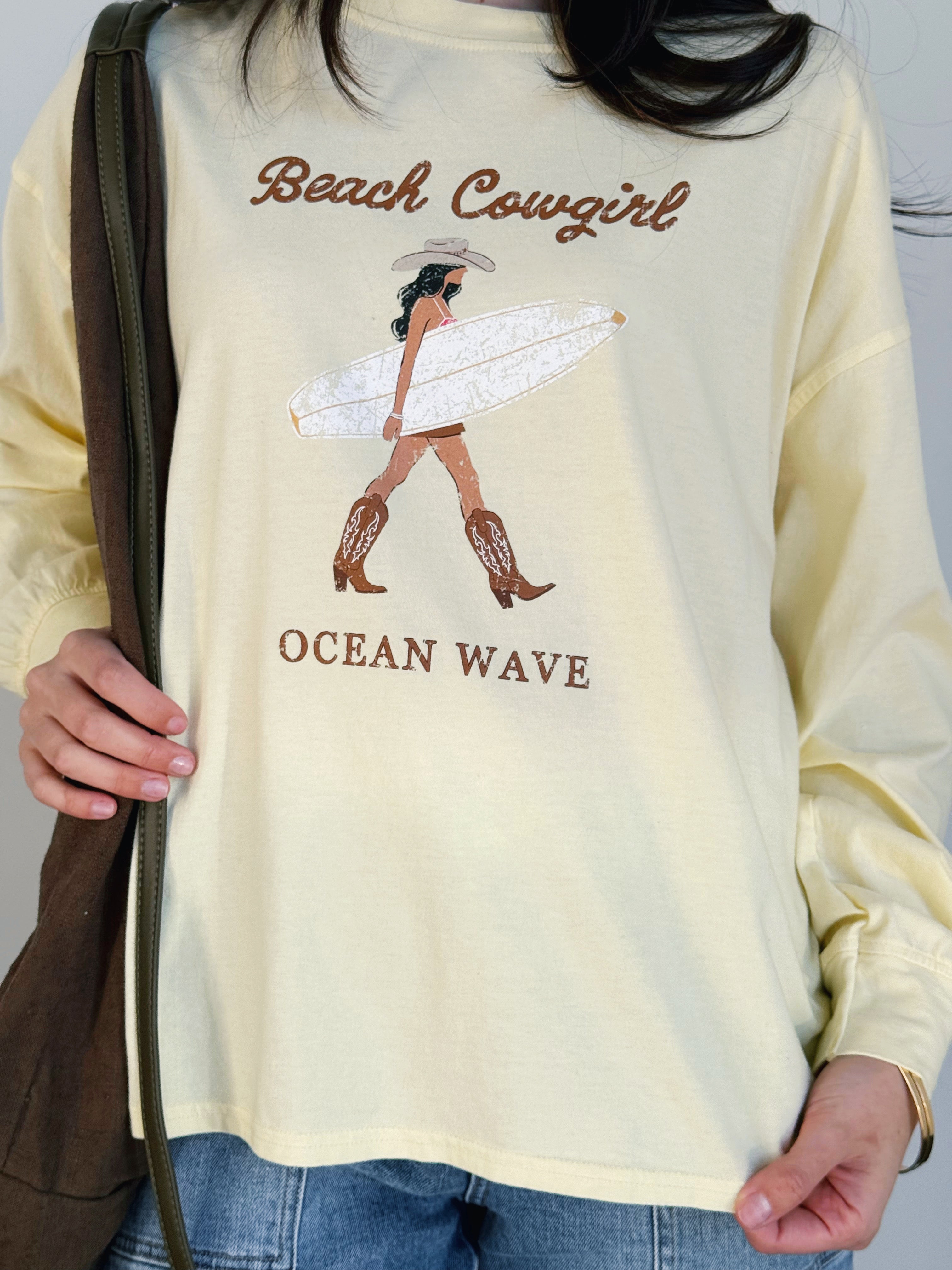 Beach Cowgirl Graphic Tee - BUTTER YELLOW