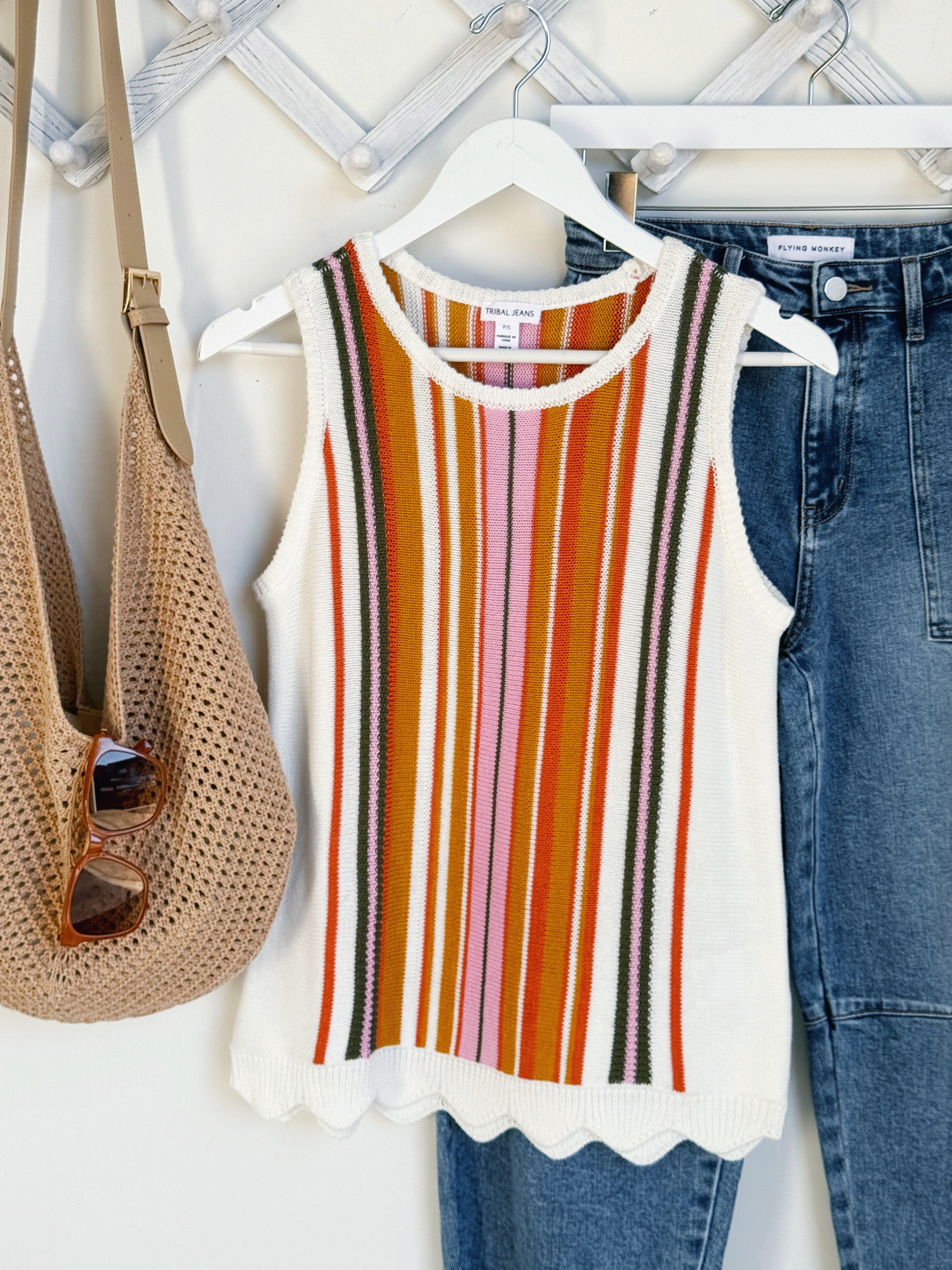 [TRIBAL] Paola Sweater Tank - EGGSHELL MULTI