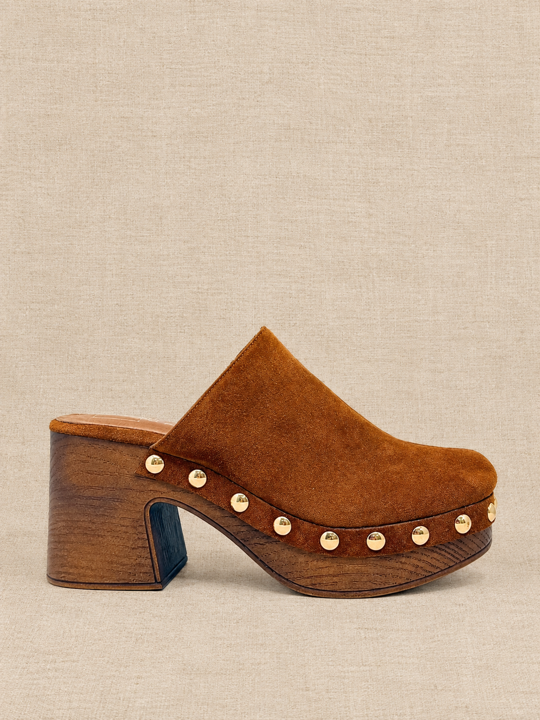 Geneva Studded Clog - COGNAC SUEDE