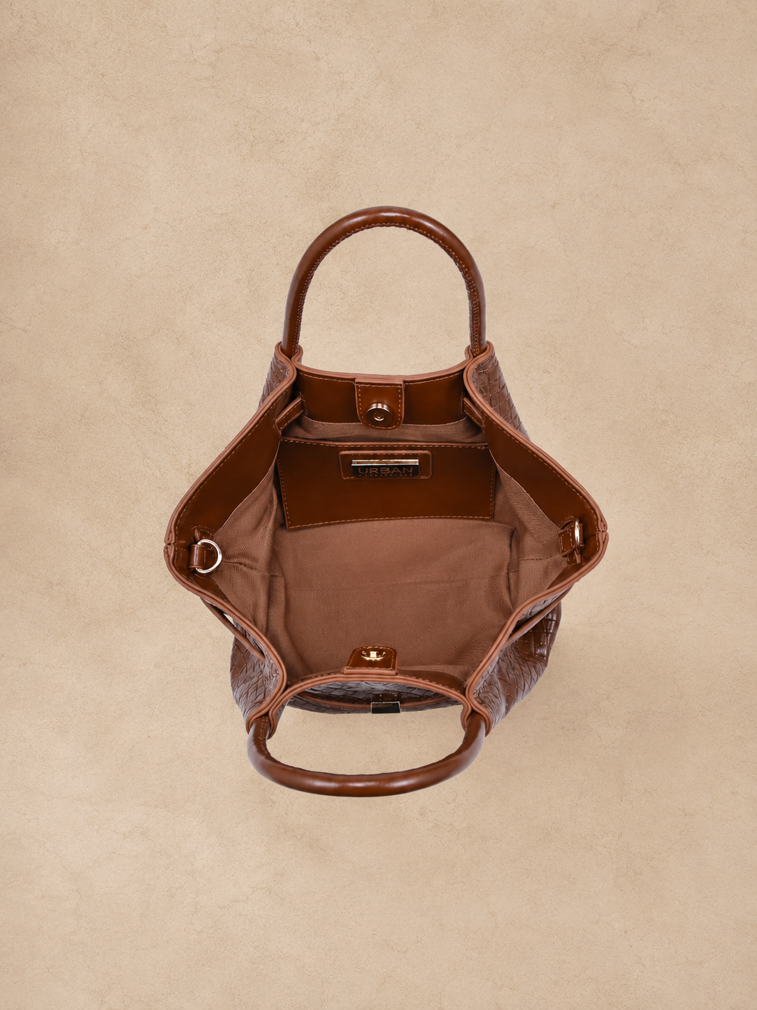 Selena Woven Tote Bag - COGNAC