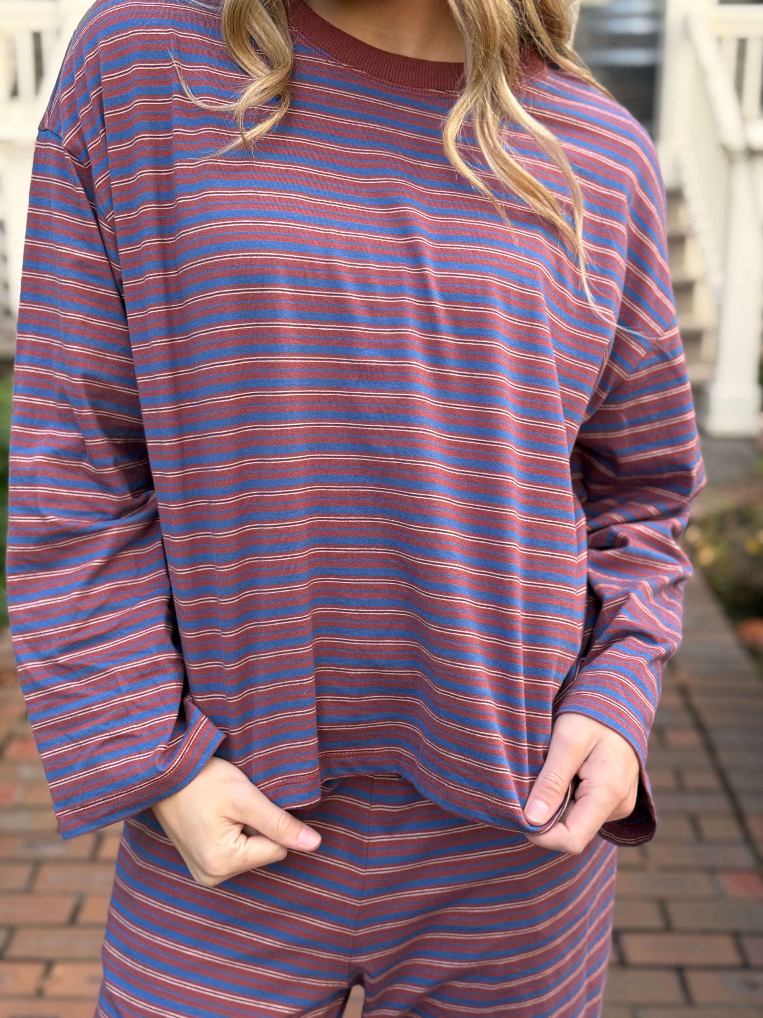 Scout It Out Long Sleeve Top - SIENNA COBALT