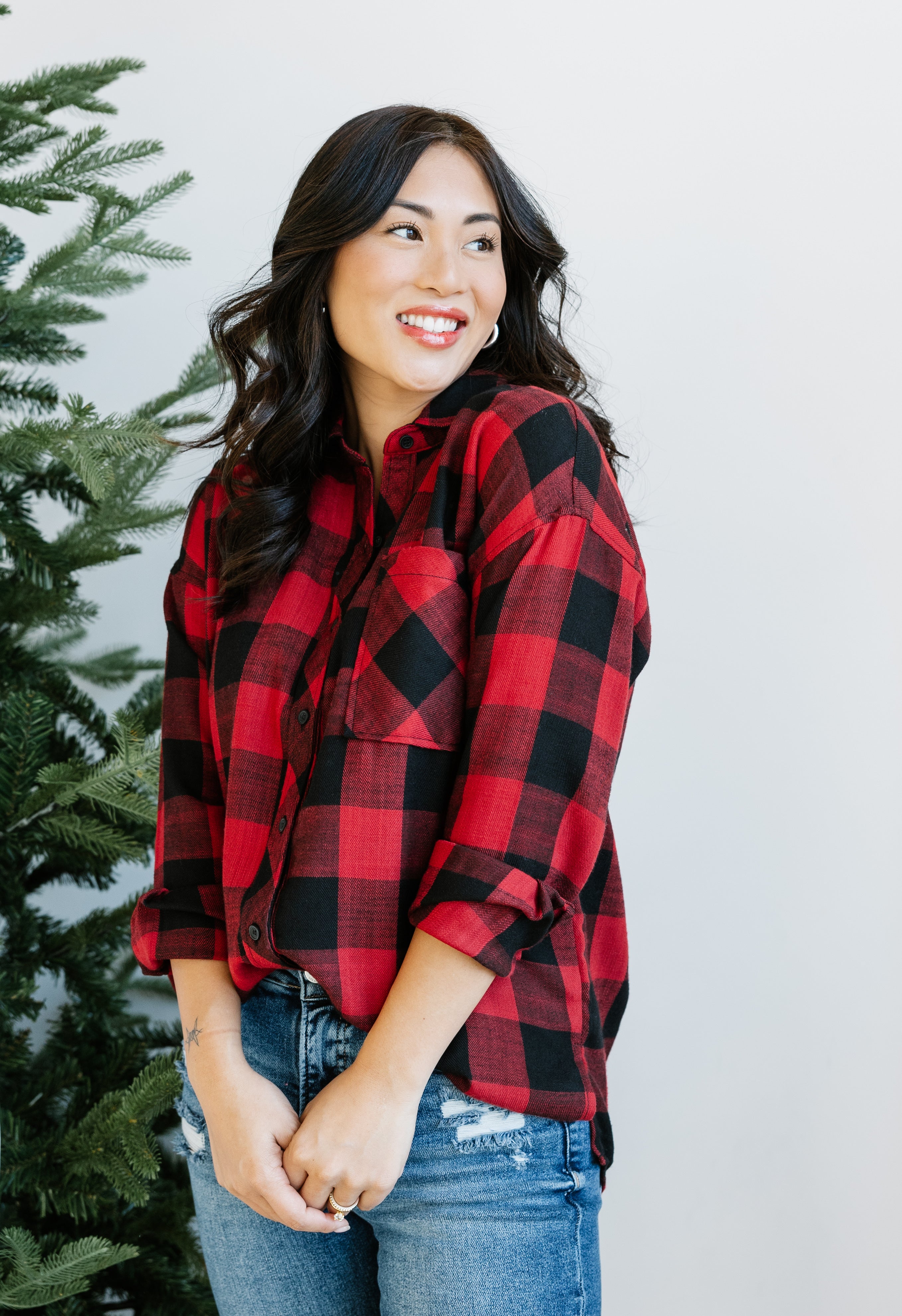 Evergreen Dreams Flannel - CHERRY