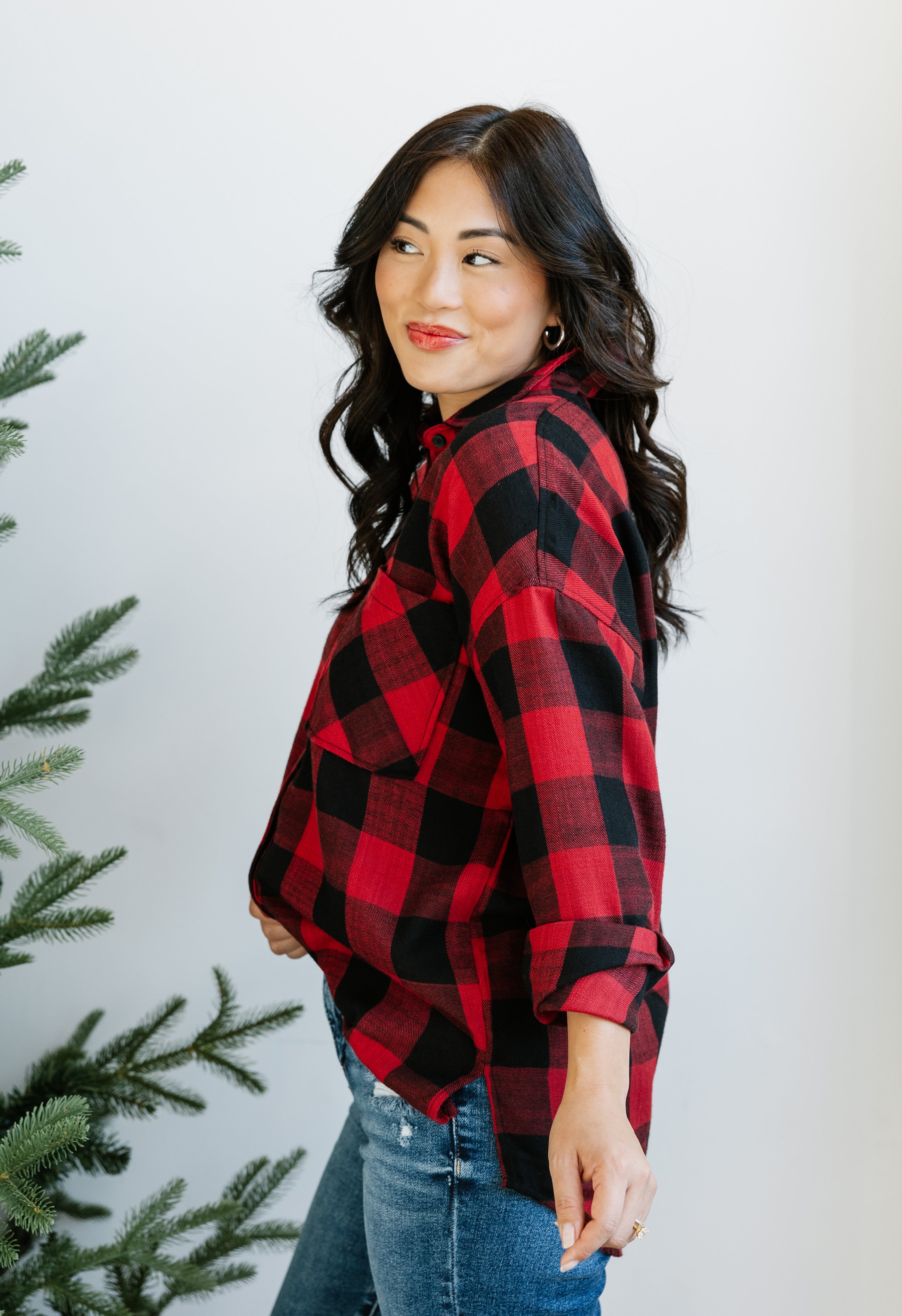 Evergreen Dreams Flannel - CHERRY