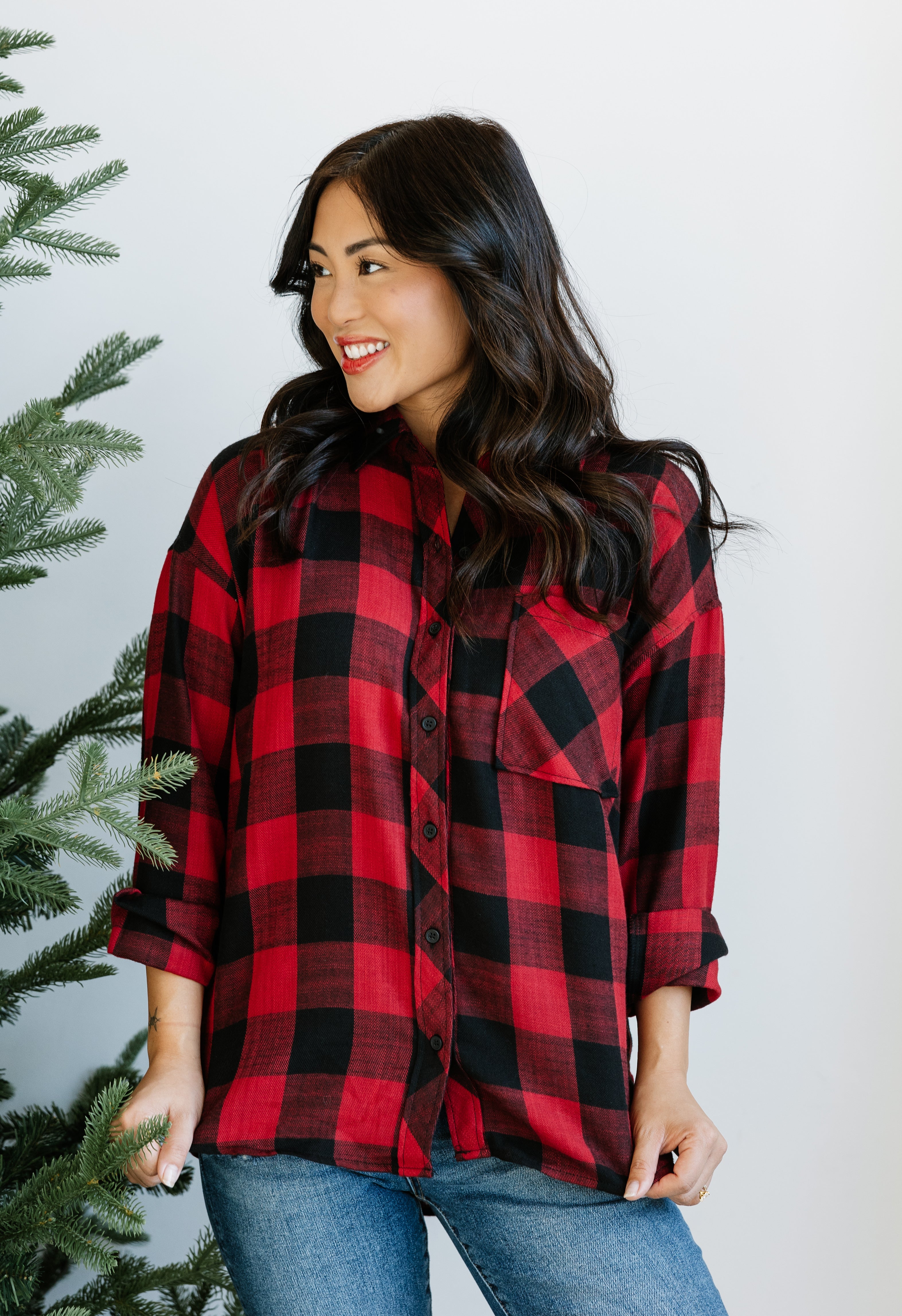 Evergreen Dreams Flannel - CHERRY