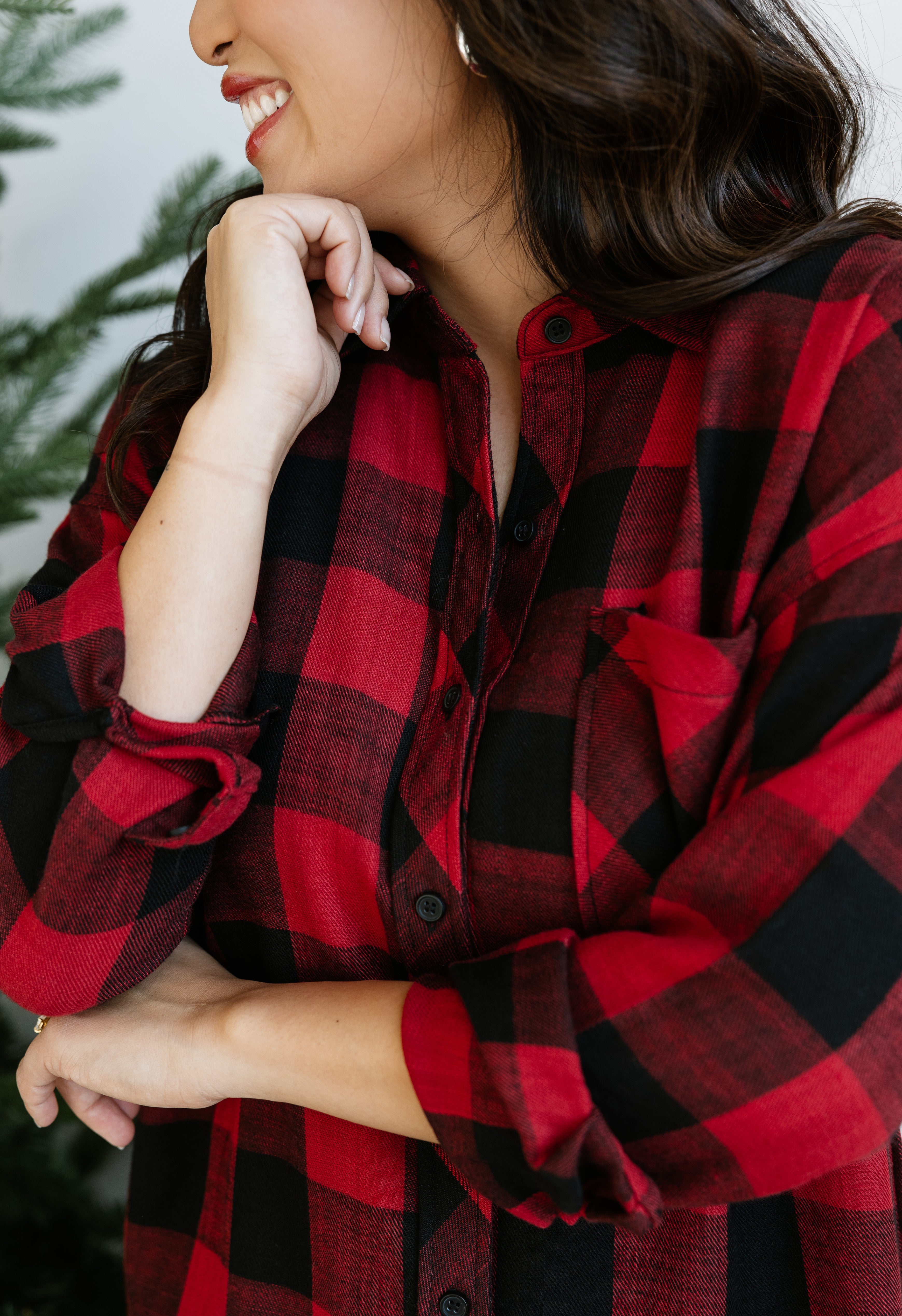 Evergreen Dreams Flannel - CHERRY