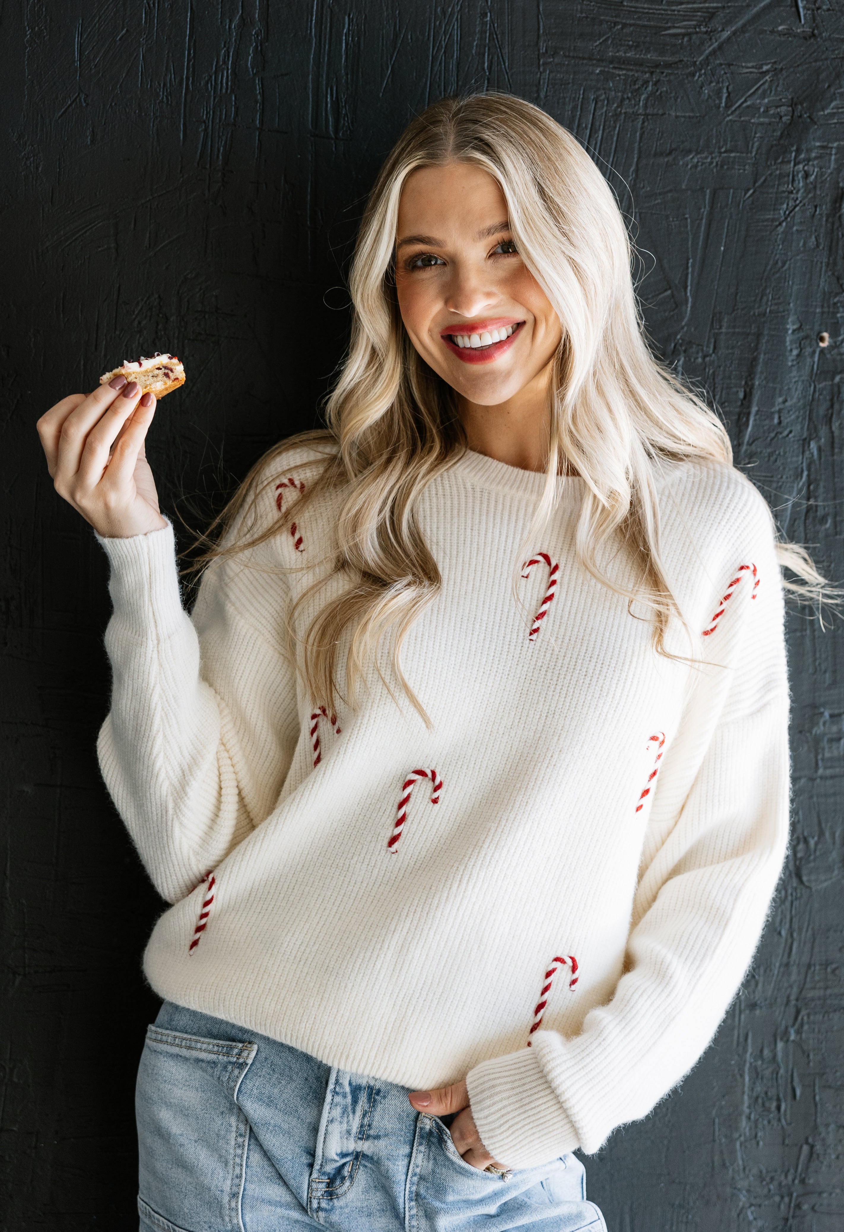 Candy Cane Sweater - CREAM