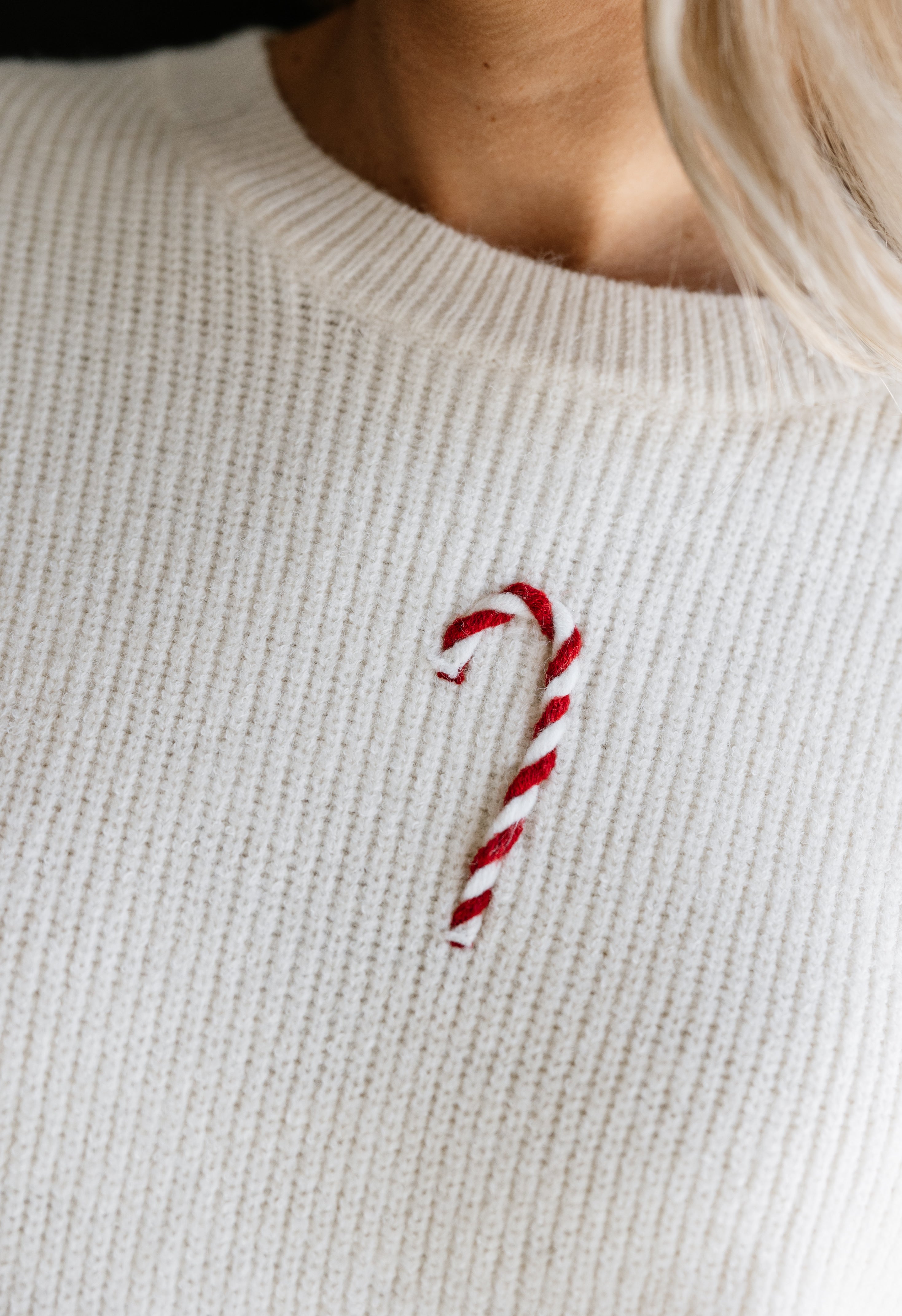 Candy Cane Sweater - CREAM