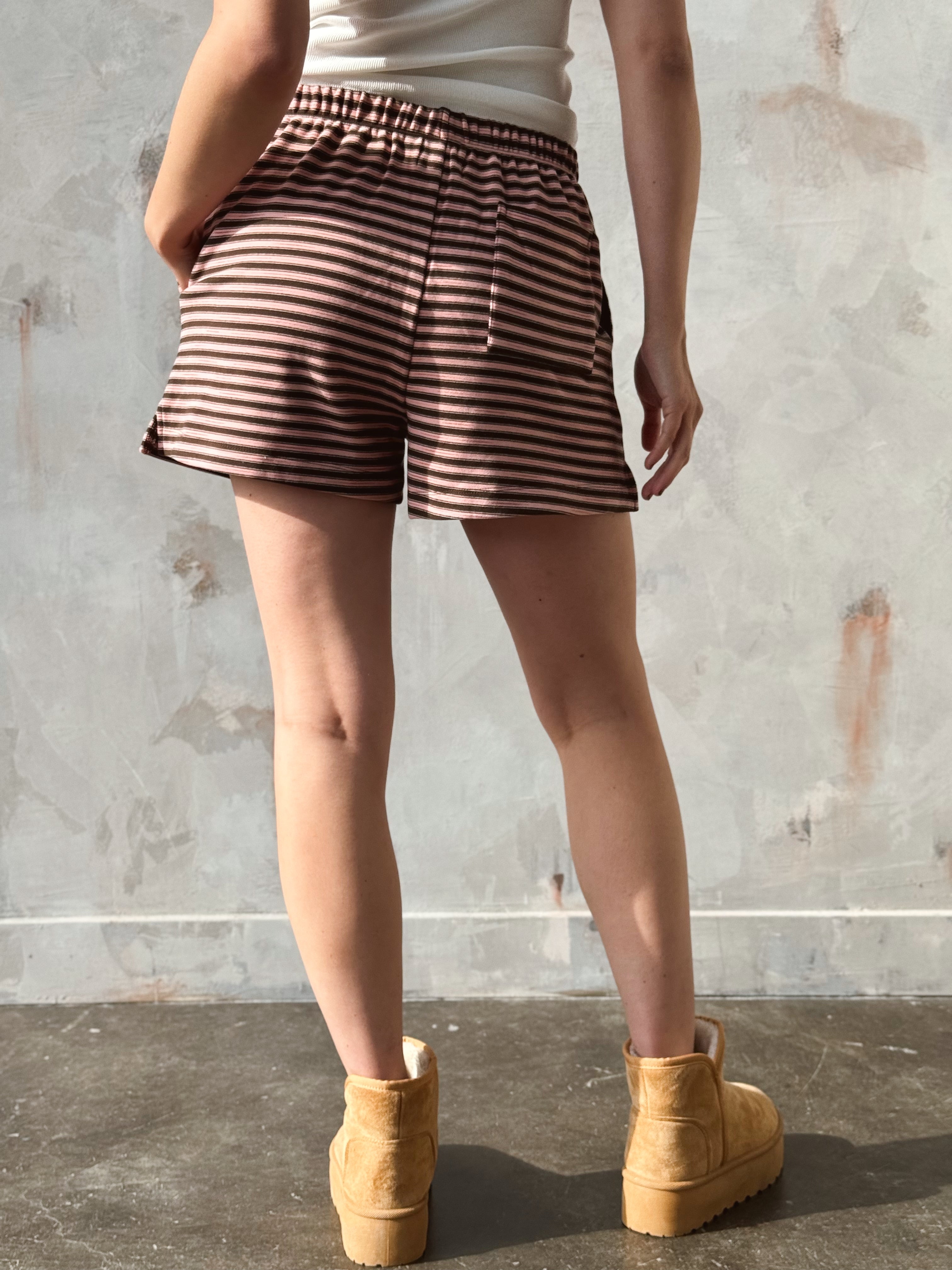 Cozy Stripe Shorts - PINK