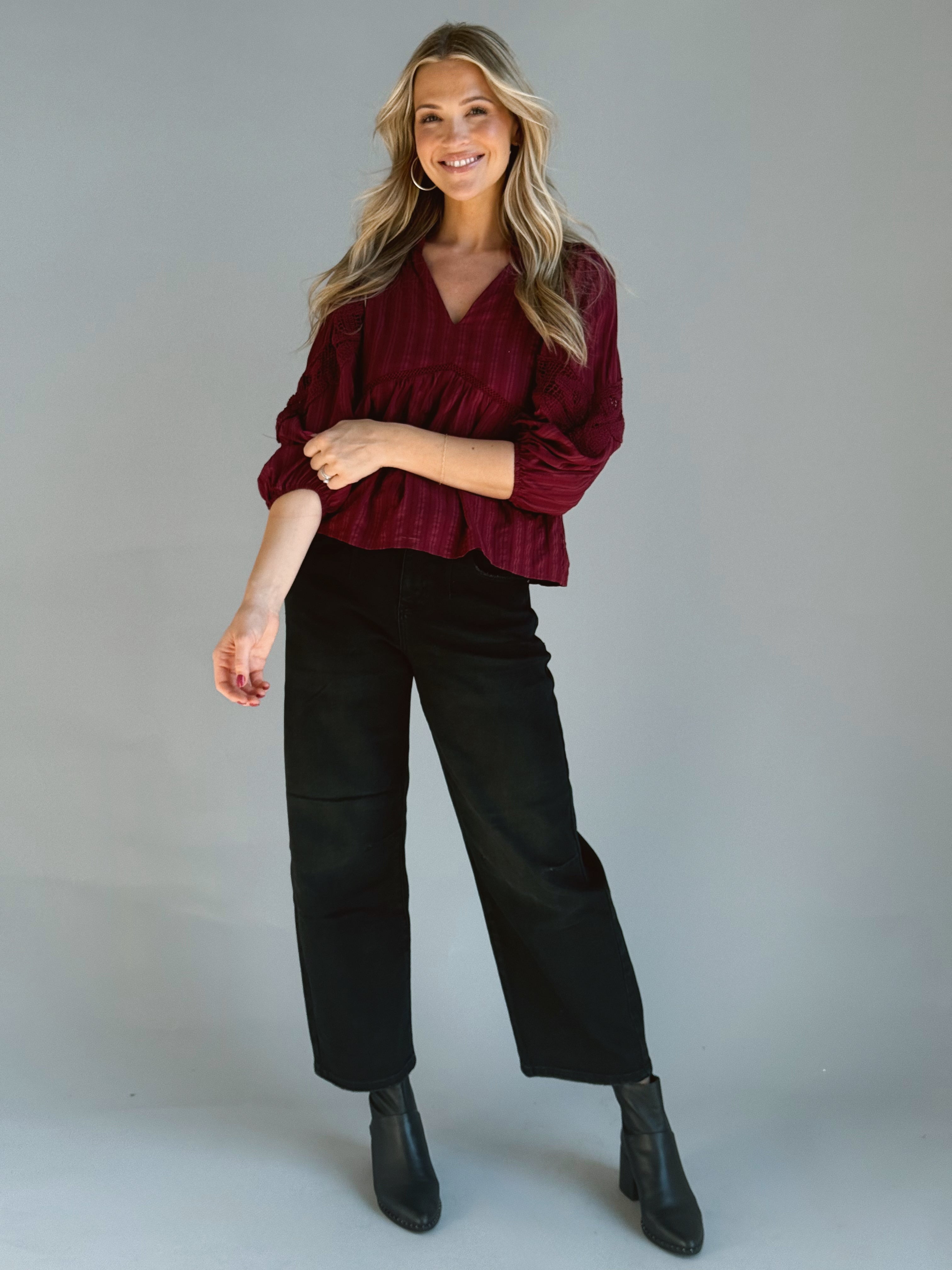 Berry Mocha Blouse - BURGUNDY