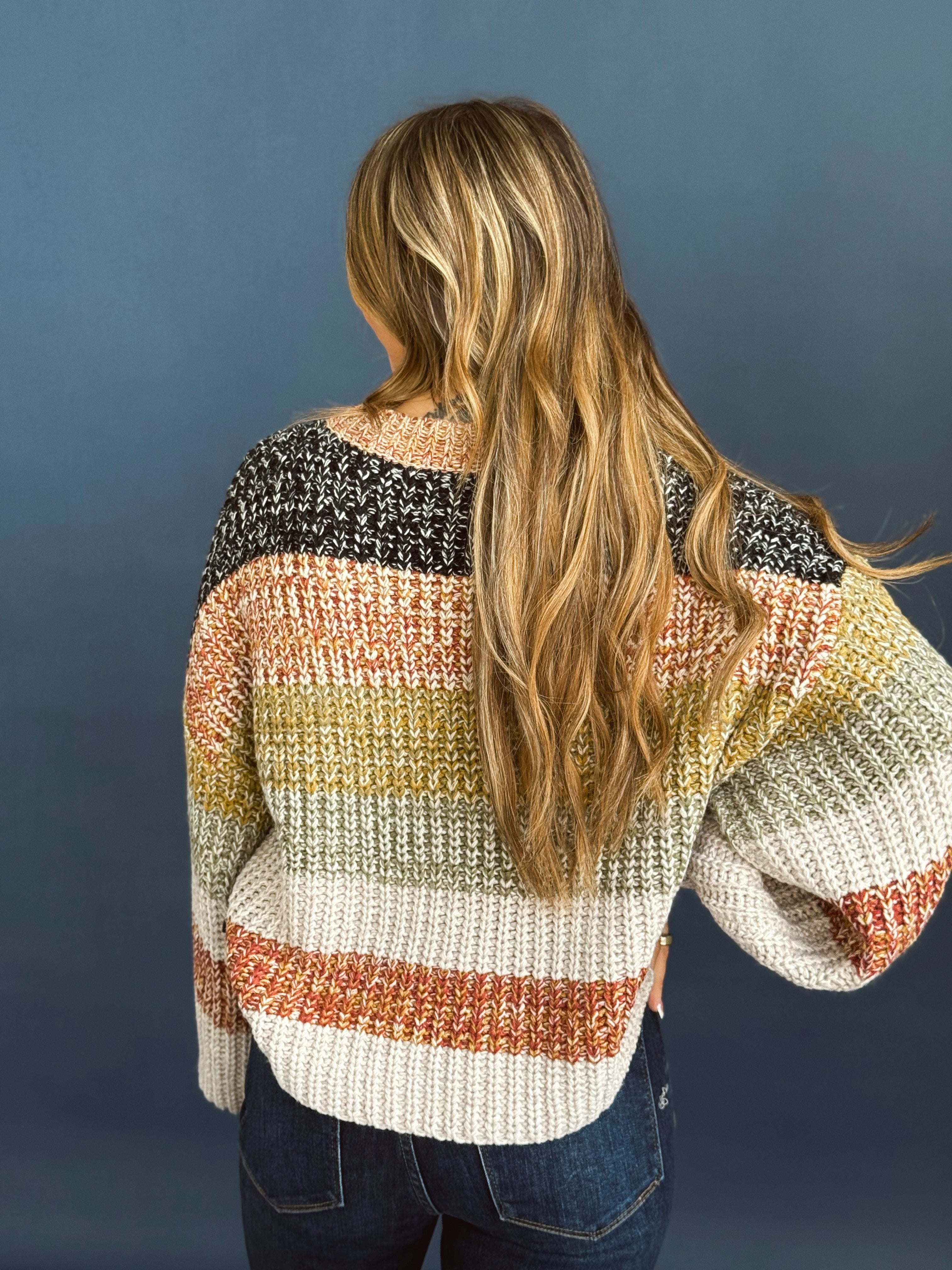 Turning Leaves Sweater - BLACK/TAUPE