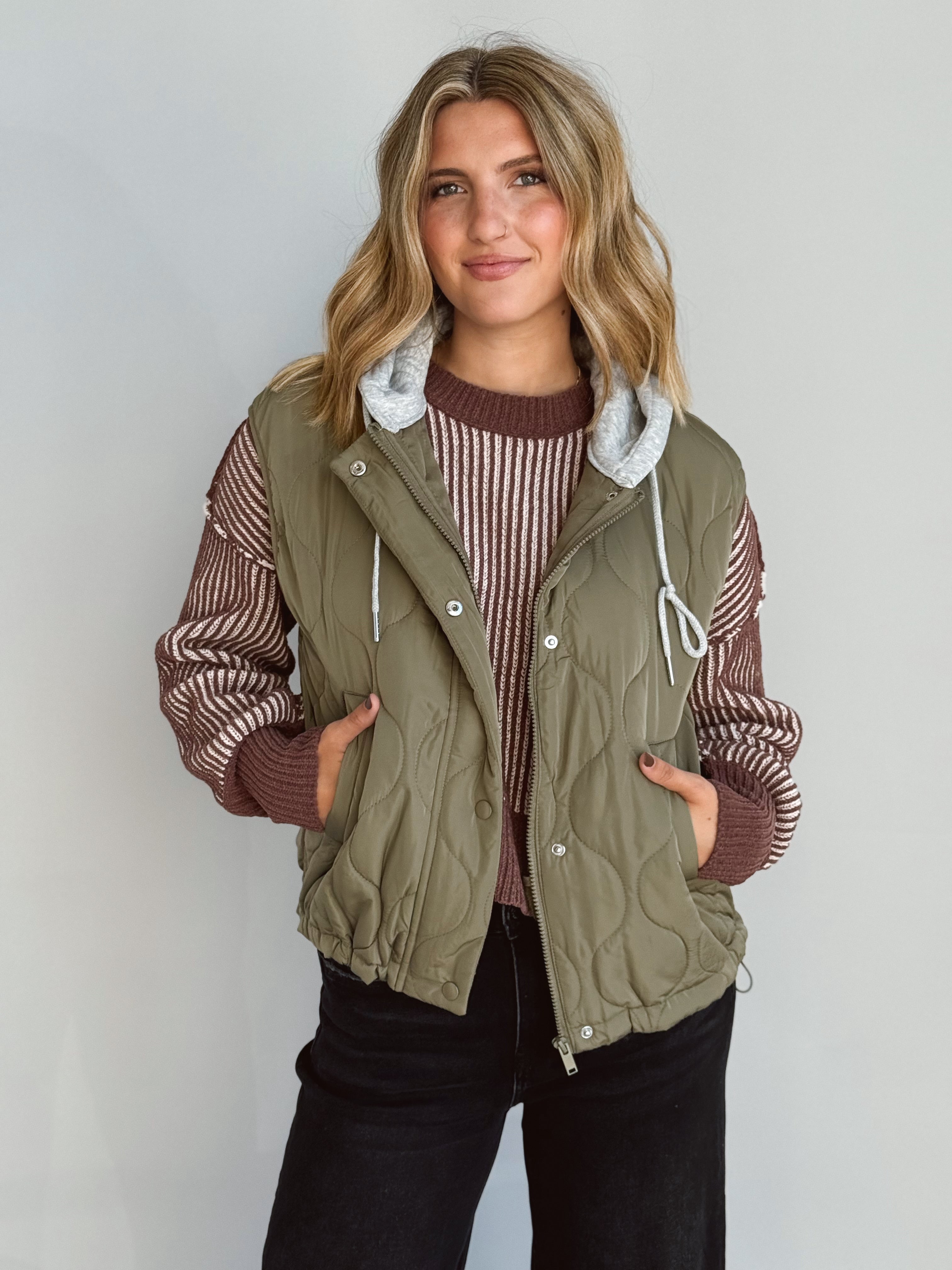Christopher Hooded Vest - OLIVE