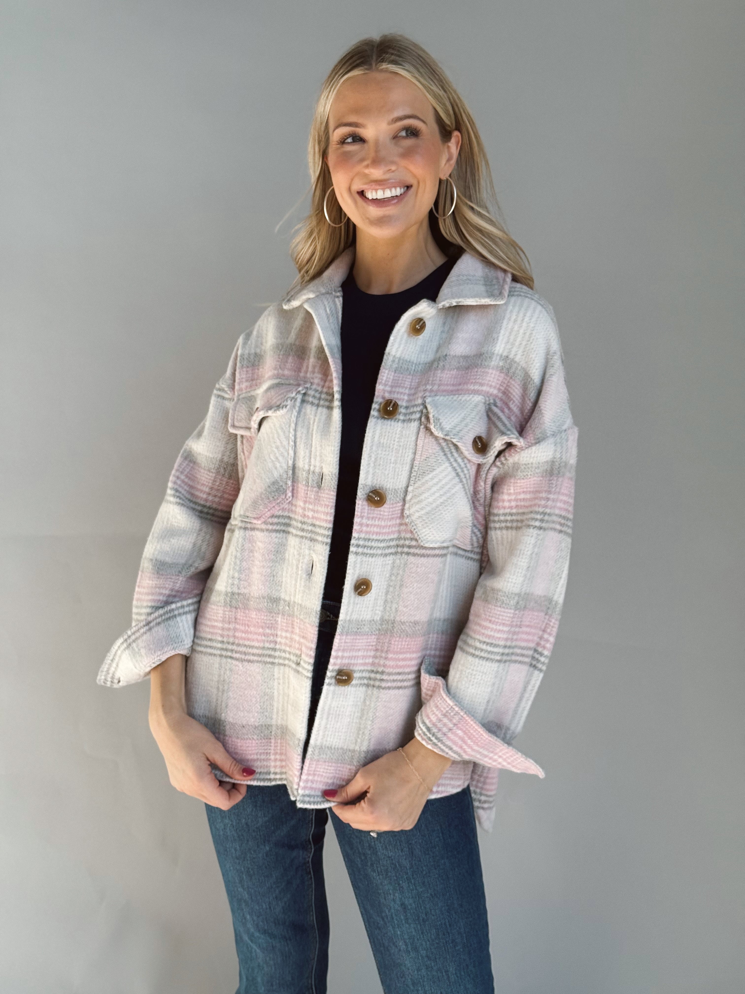 Campfire Shacket - TAUPE/PINK