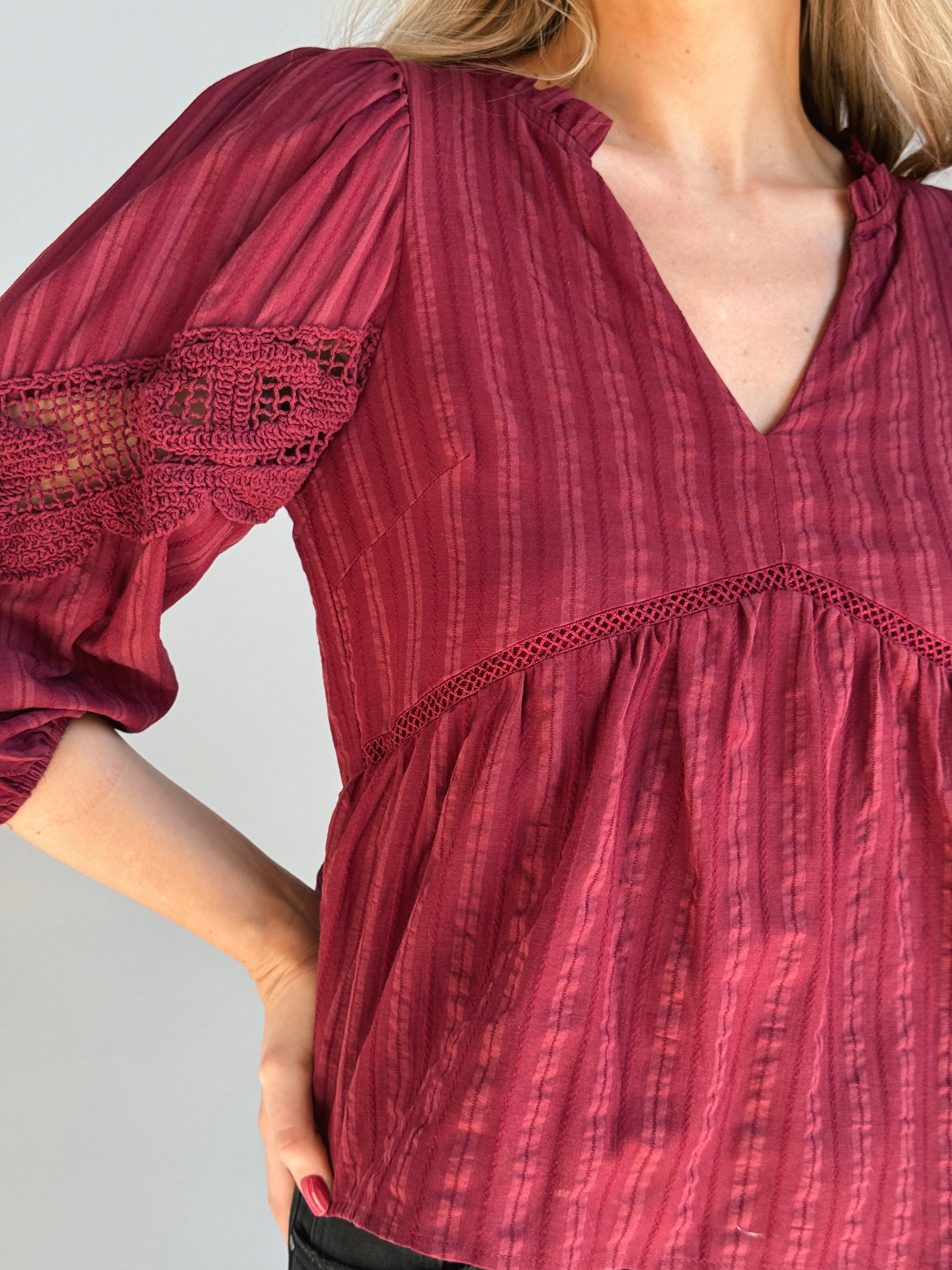 Berry Mocha Blouse - BURGUNDY