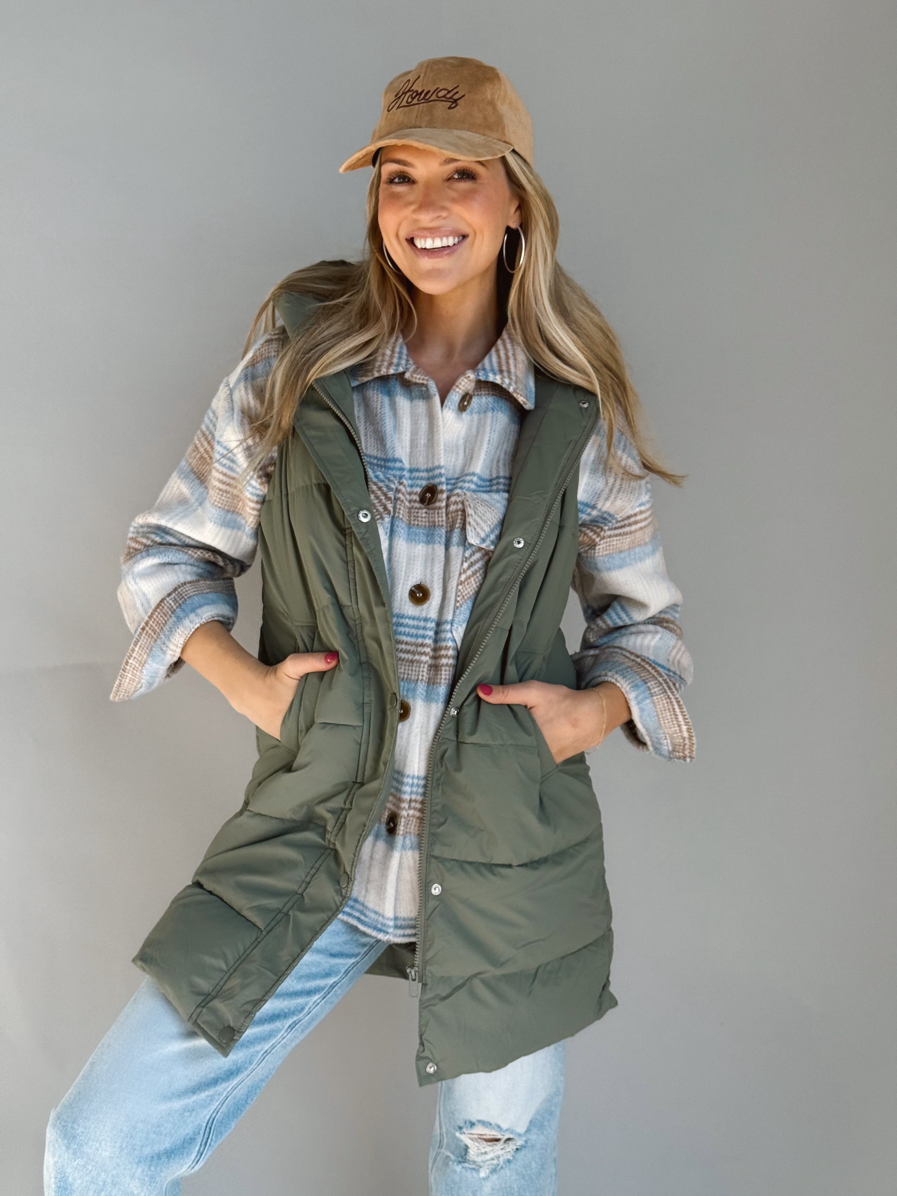 Americano Puffer Vest - OLIVE