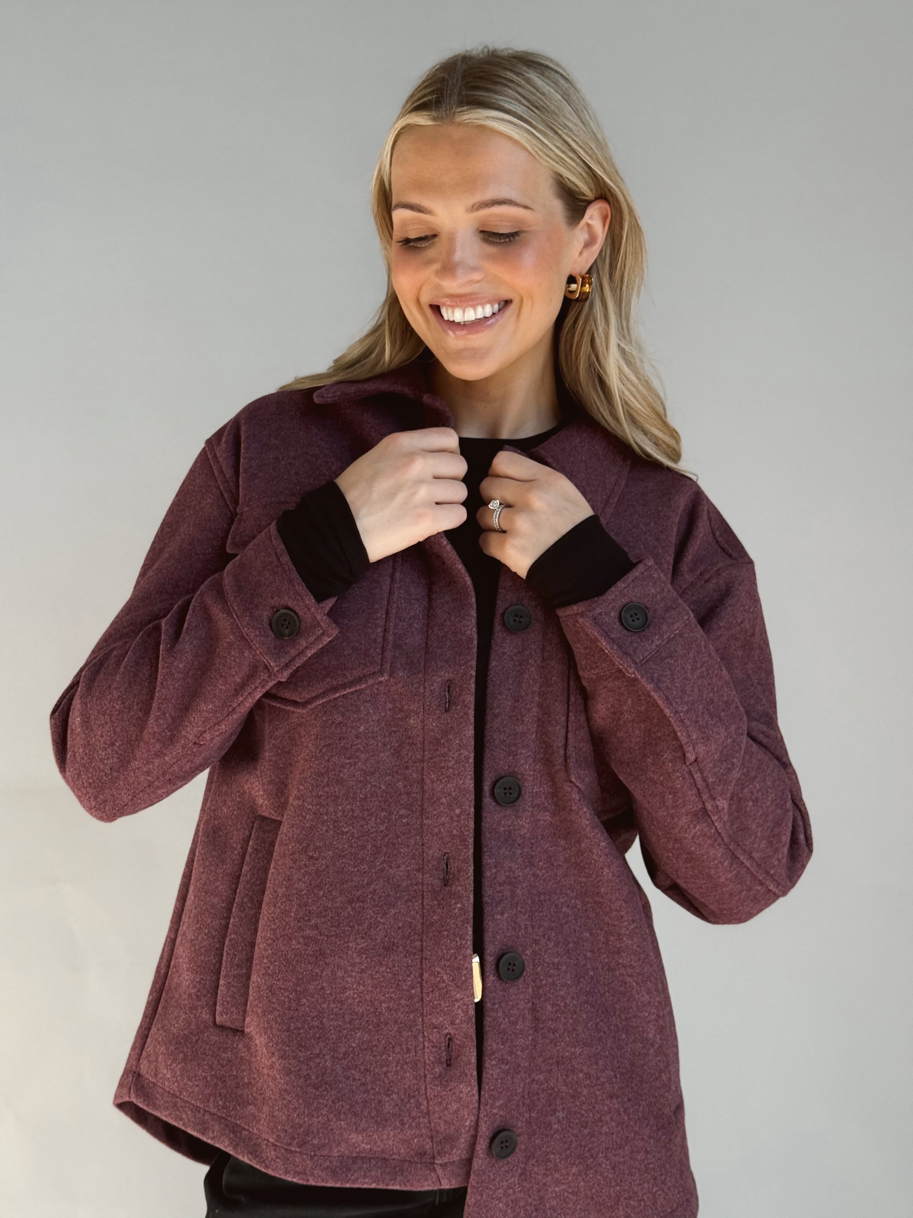 Willows House Blend Shacket - BURGUNDY