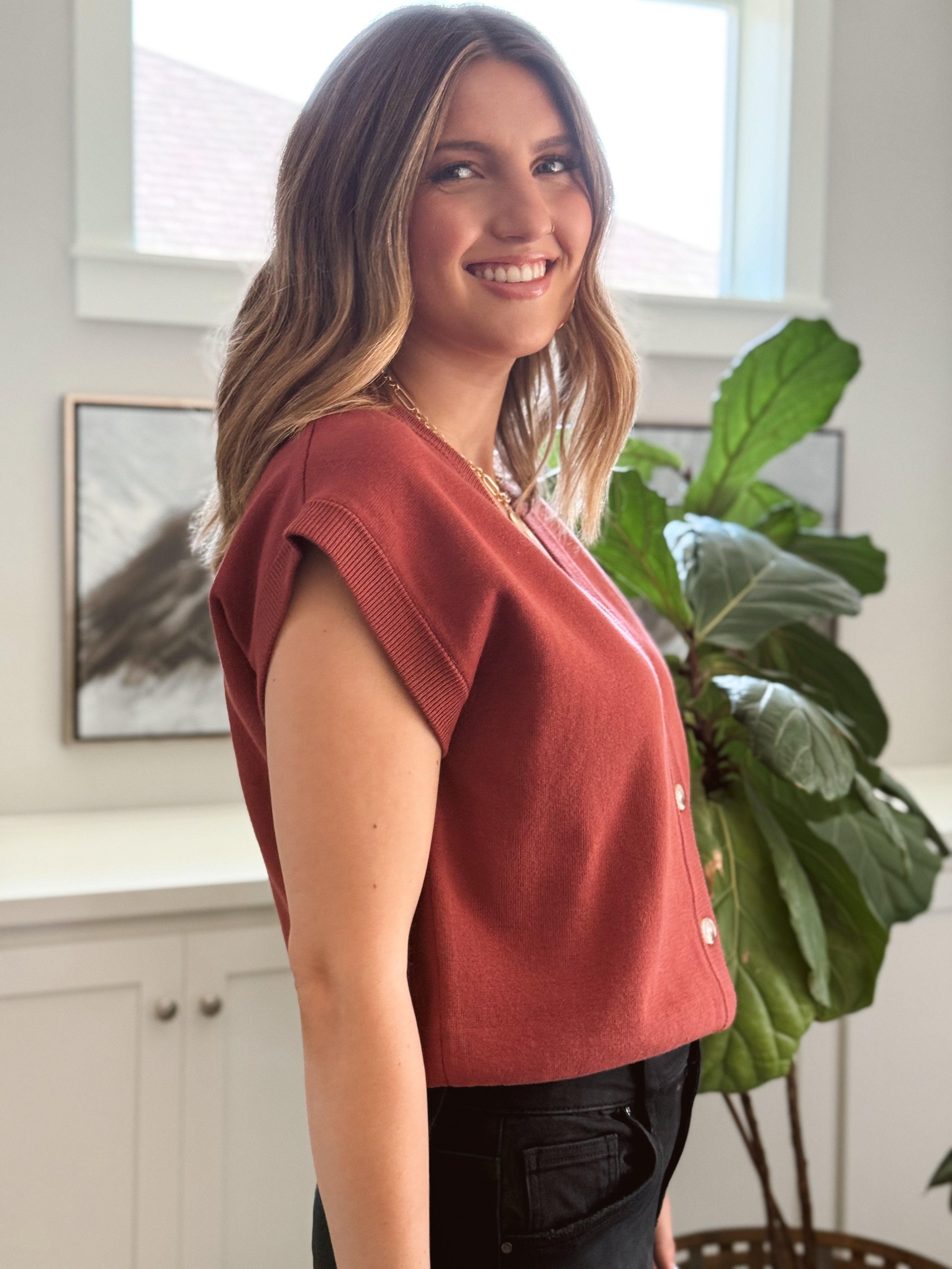 In My Element Sweater Vest - MAROON