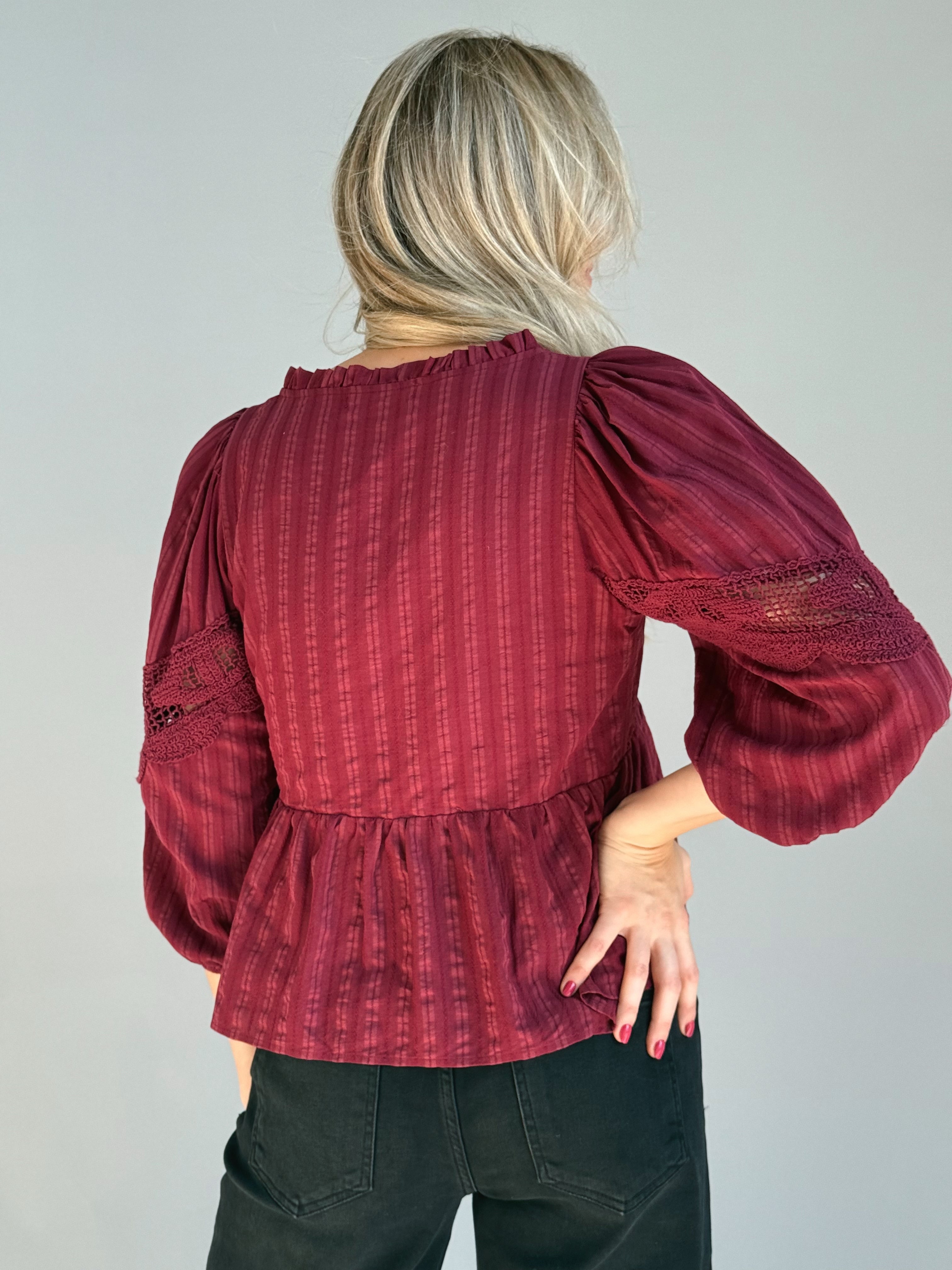 Berry Mocha Blouse - BURGUNDY