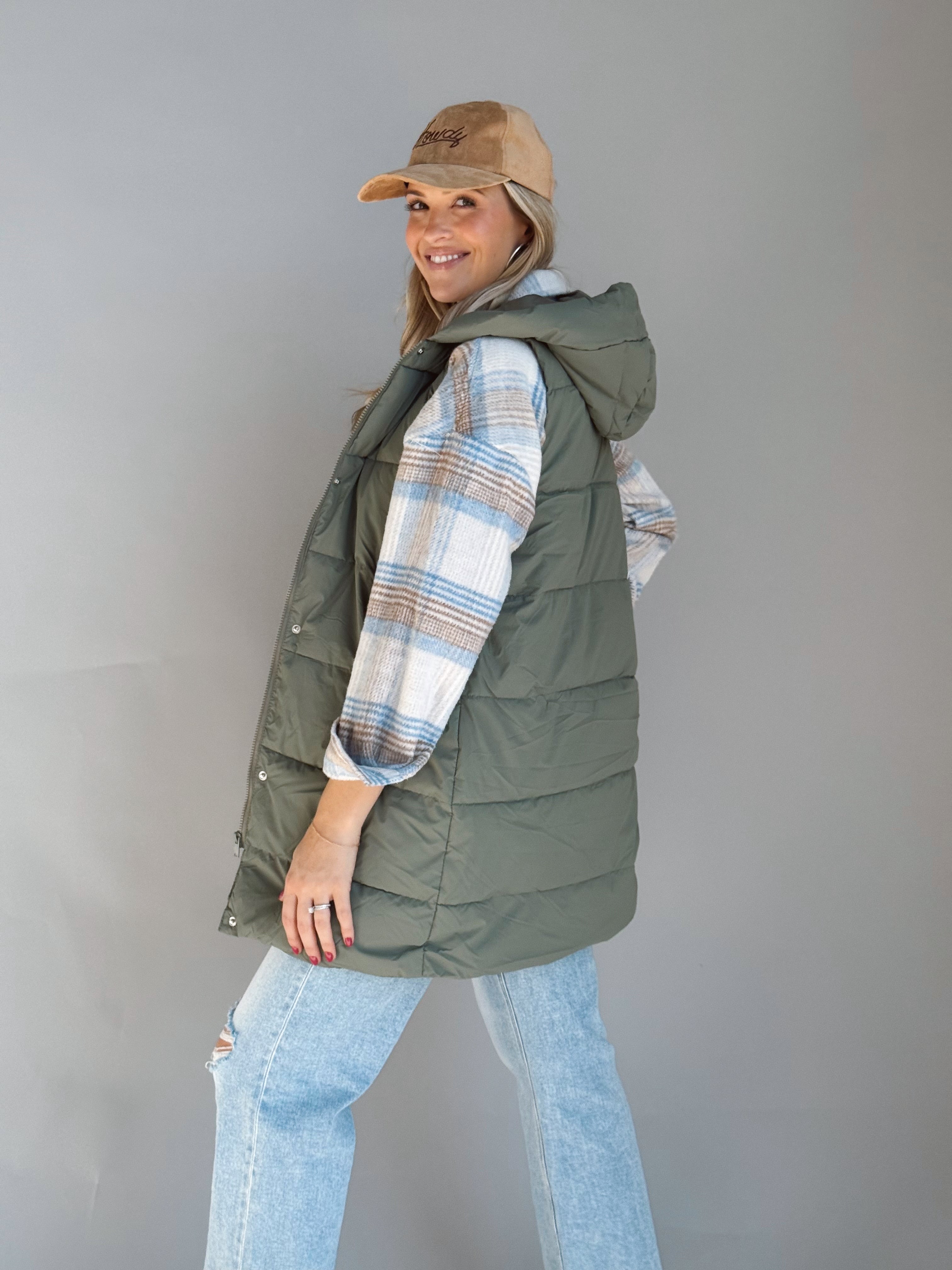 Americano Puffer Vest - OLIVE