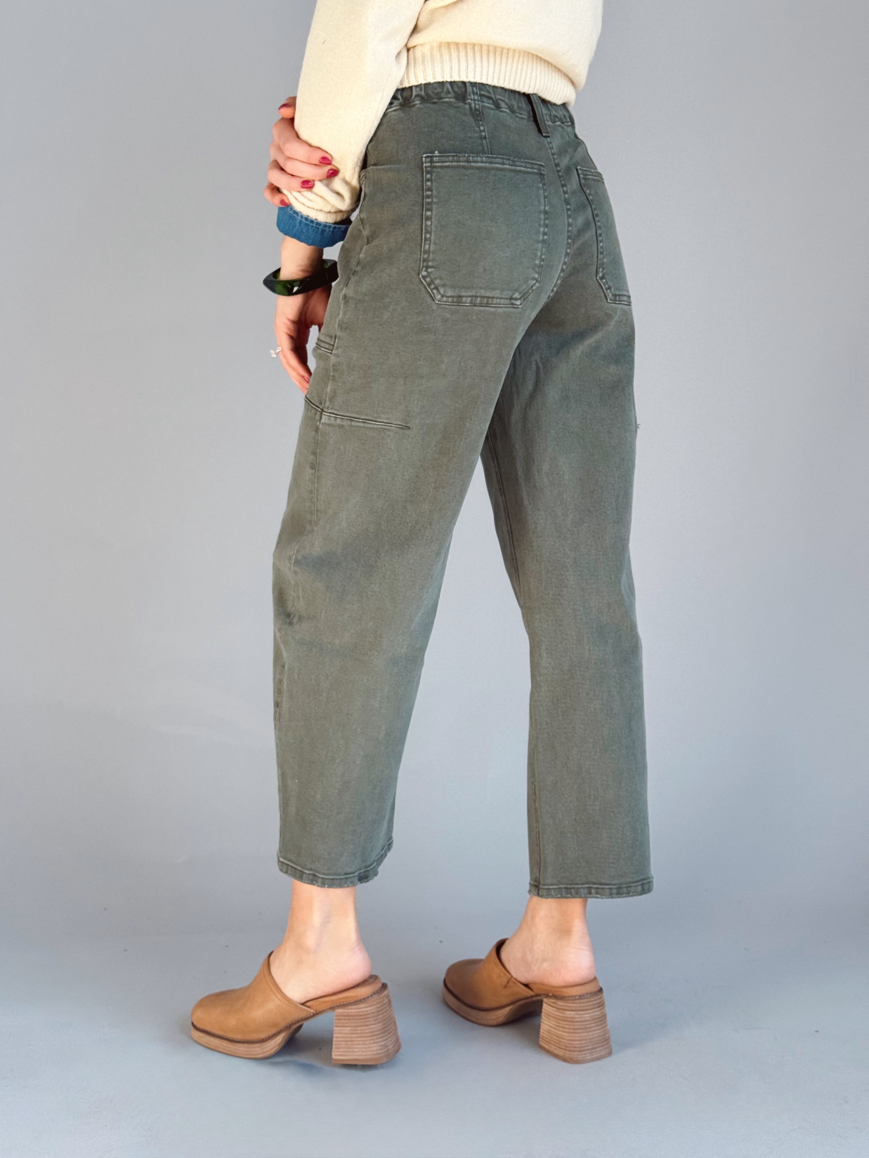 Matcha Brew Barrel Jean - DEEP FOREST