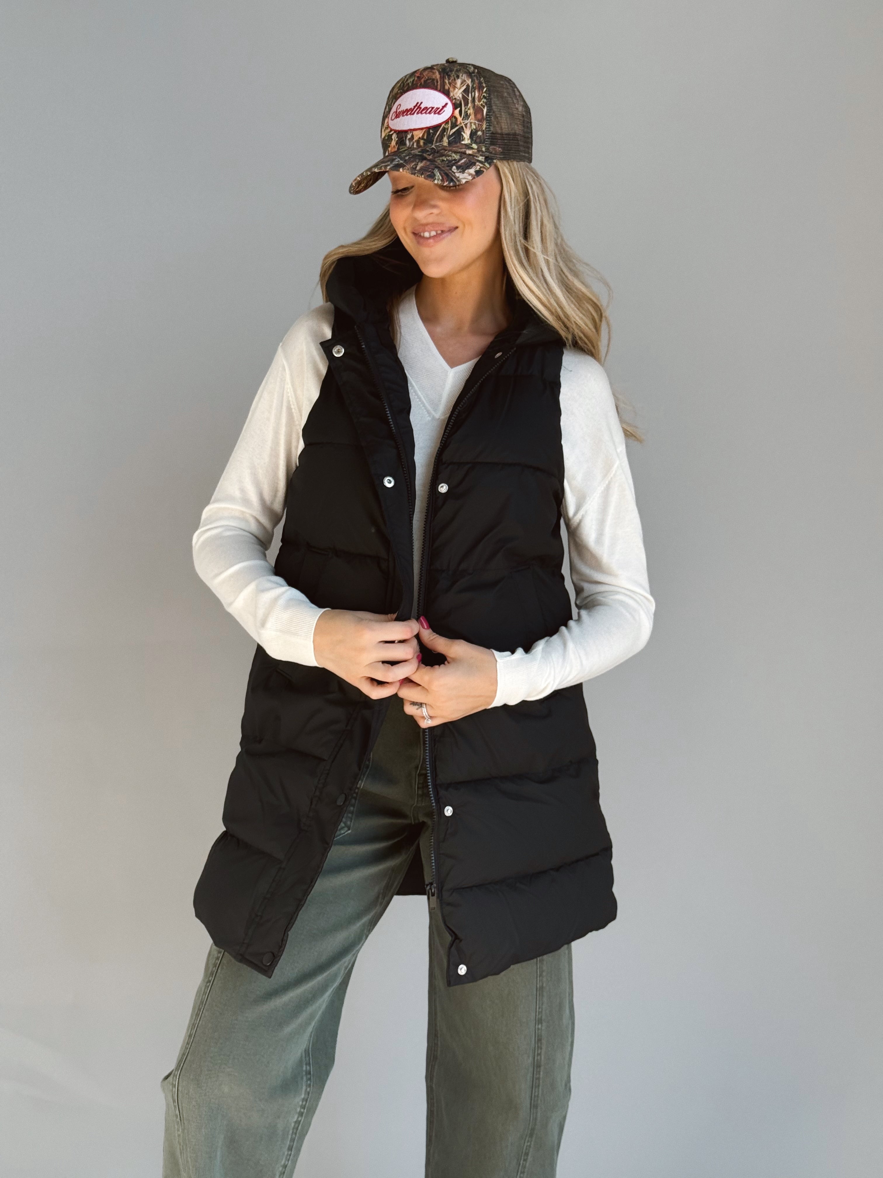 Americano Puffer Vest - BLACK