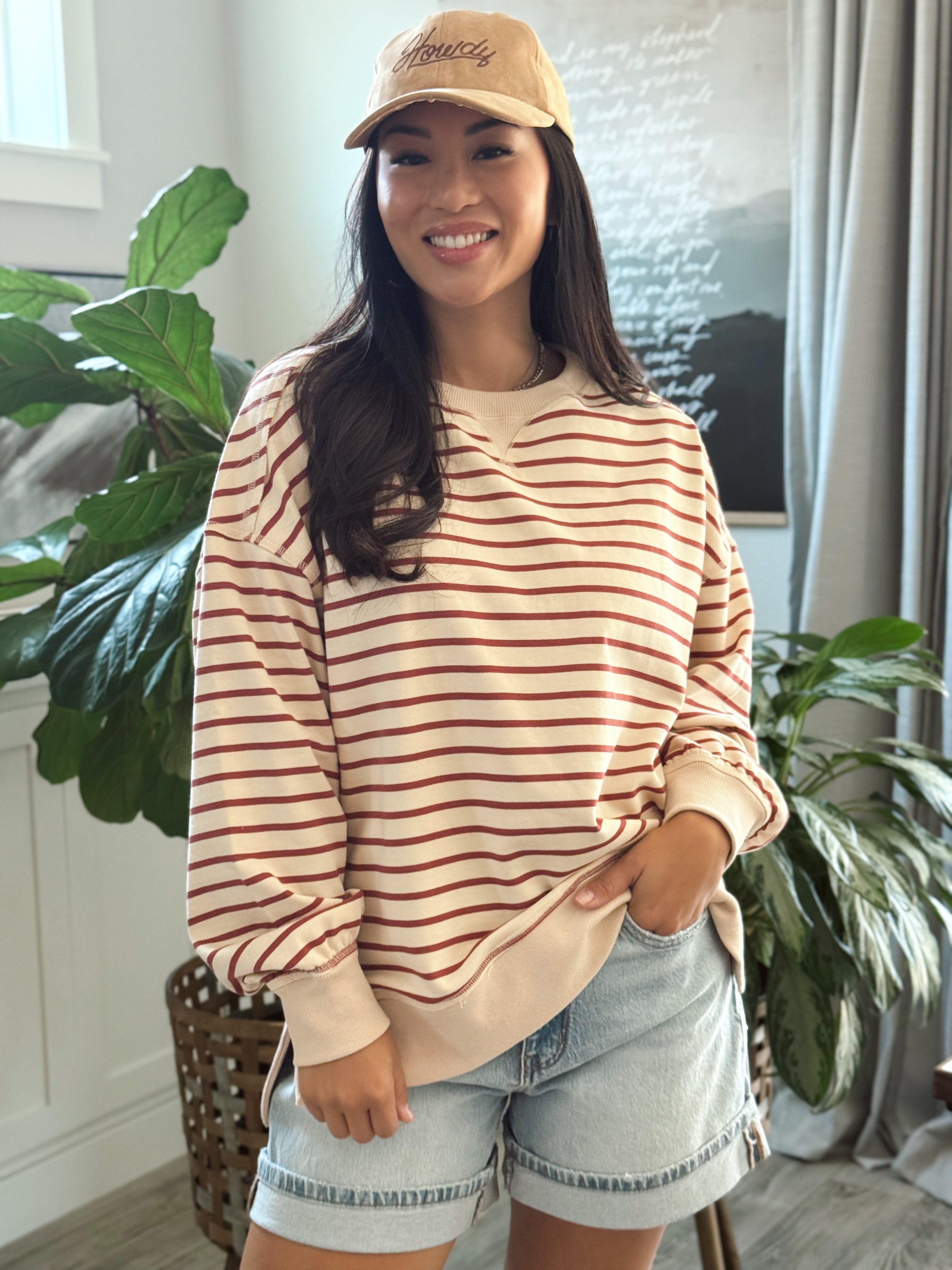 Isabel Sweatshirt - BEIGE/BRICK