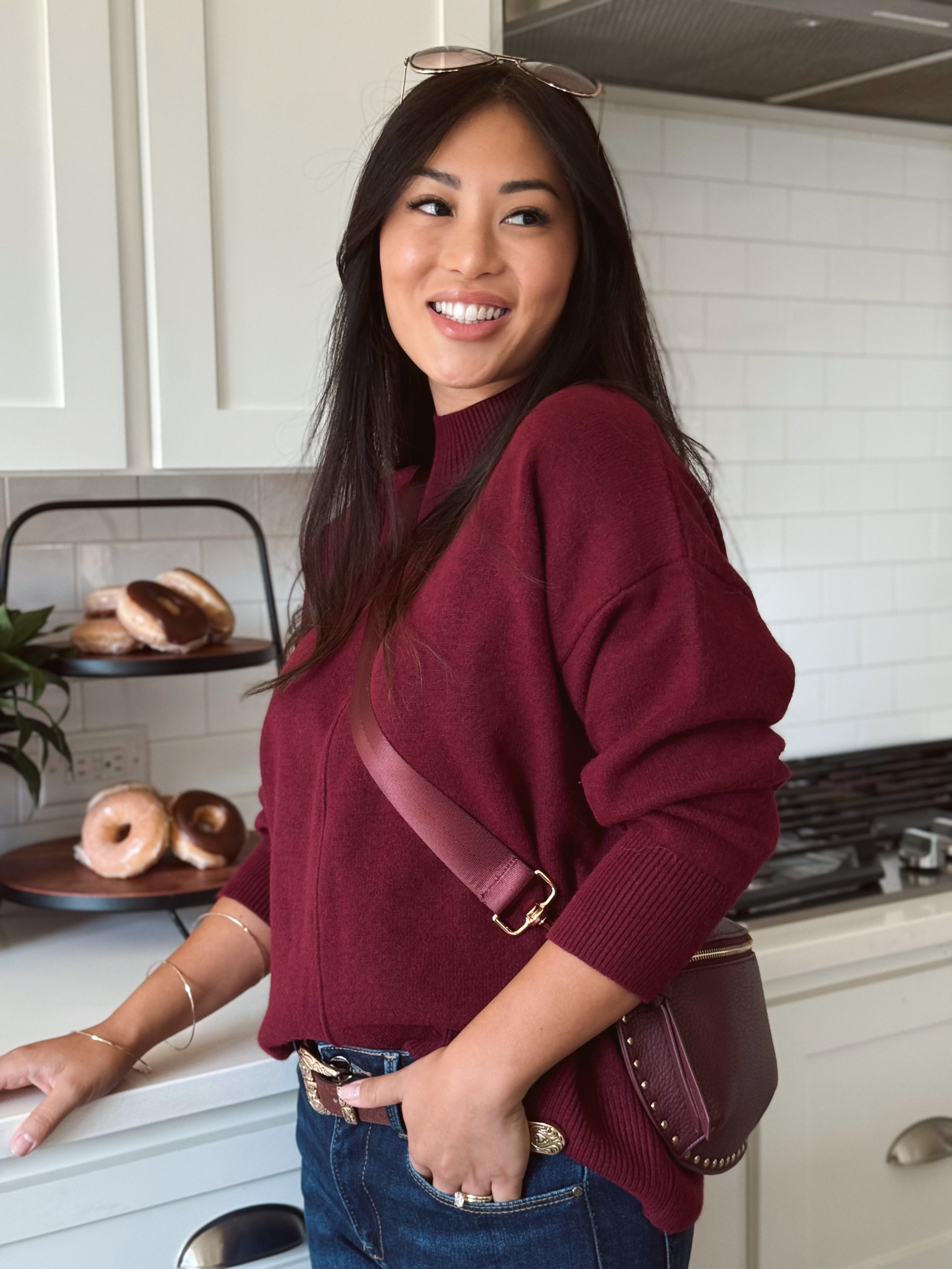 Thinking Out Loud Sweater - RED WOOD