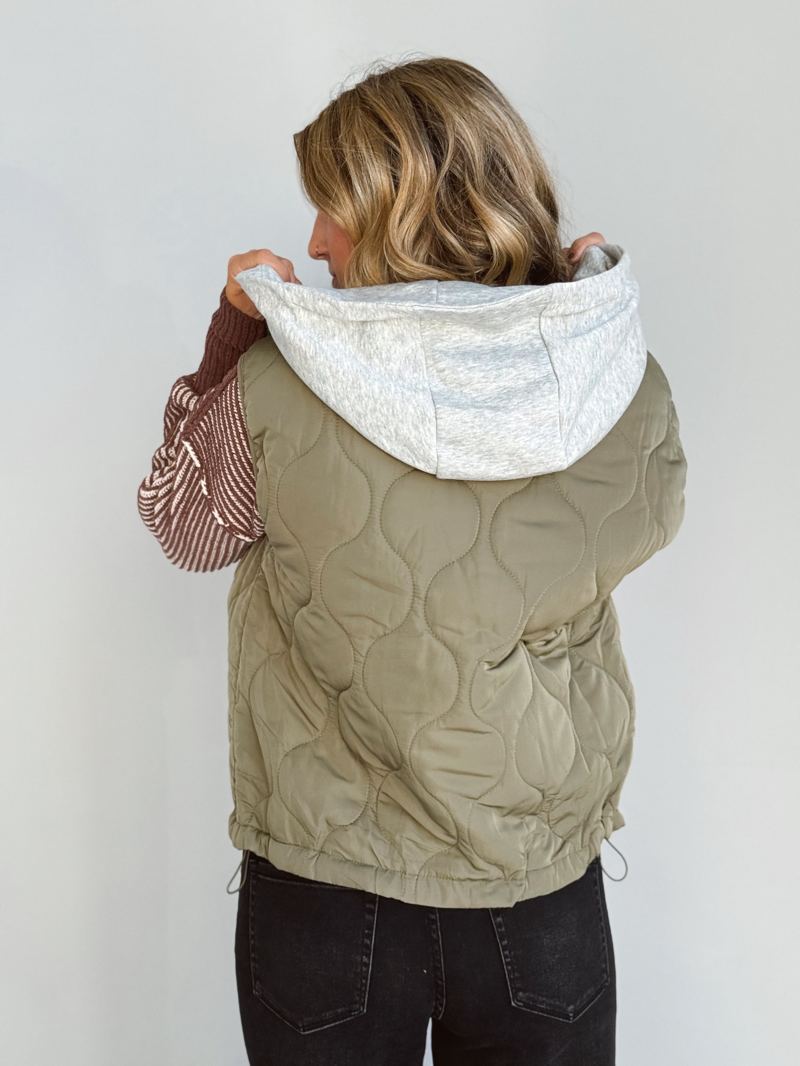 Christopher Hooded Vest - OLIVE