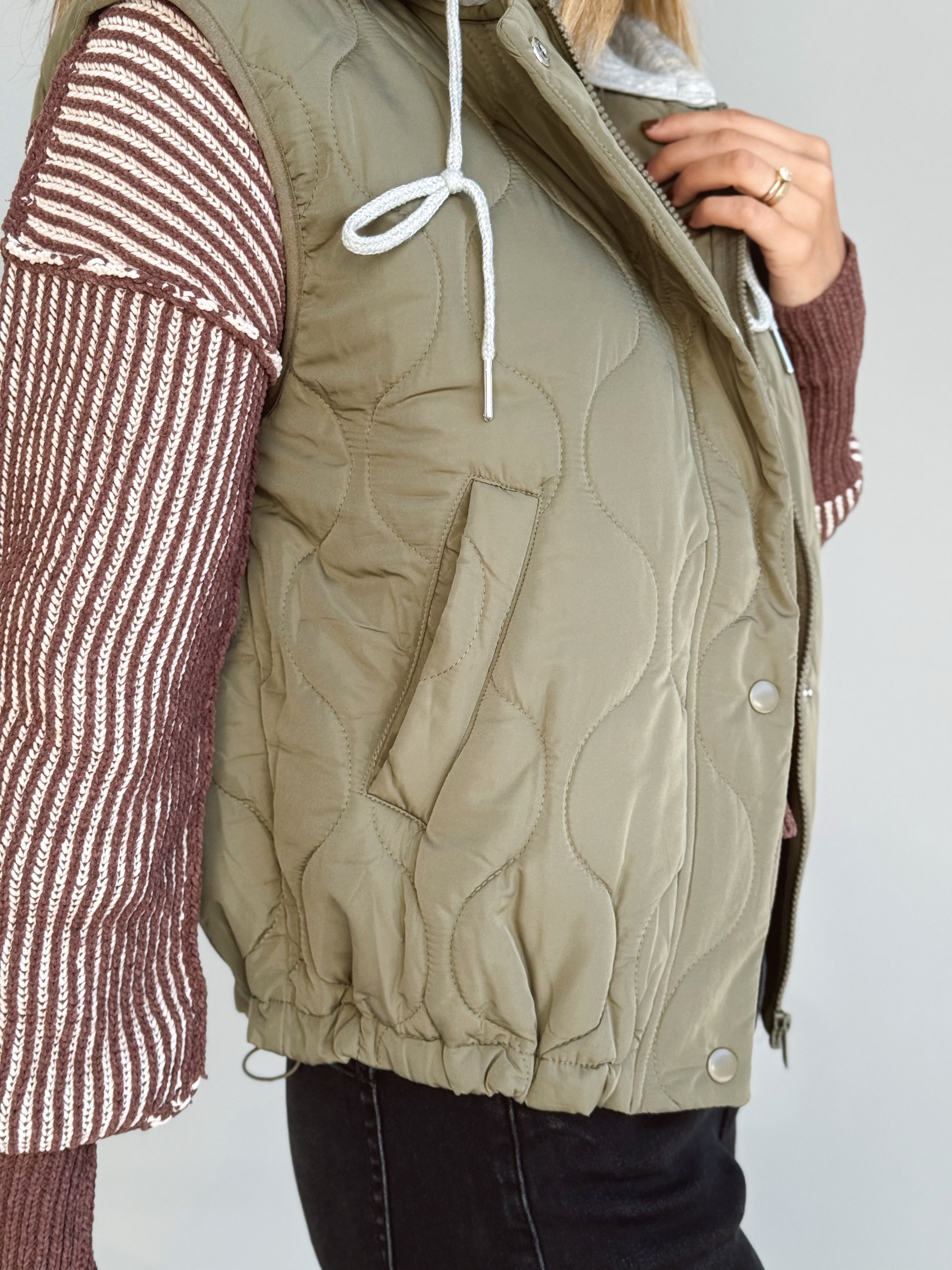 Christopher Hooded Vest - OLIVE